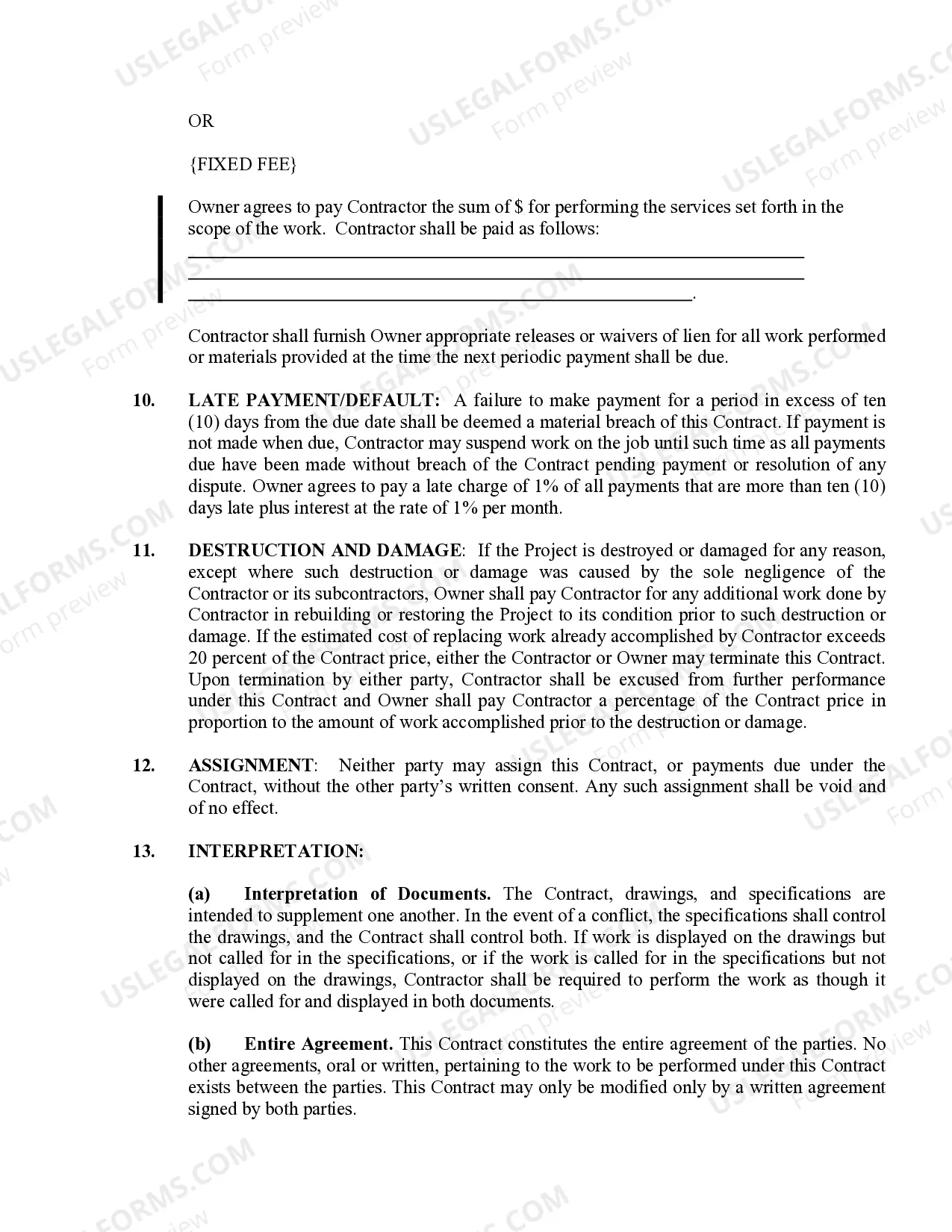 Preview Plumbing Contract for Contractor