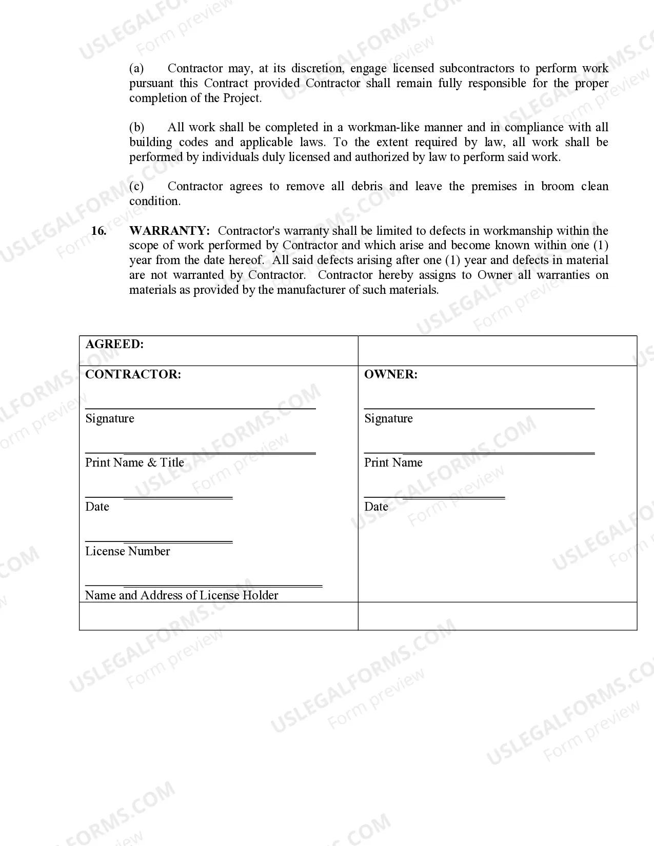 Preview Flooring Contract for Contractor