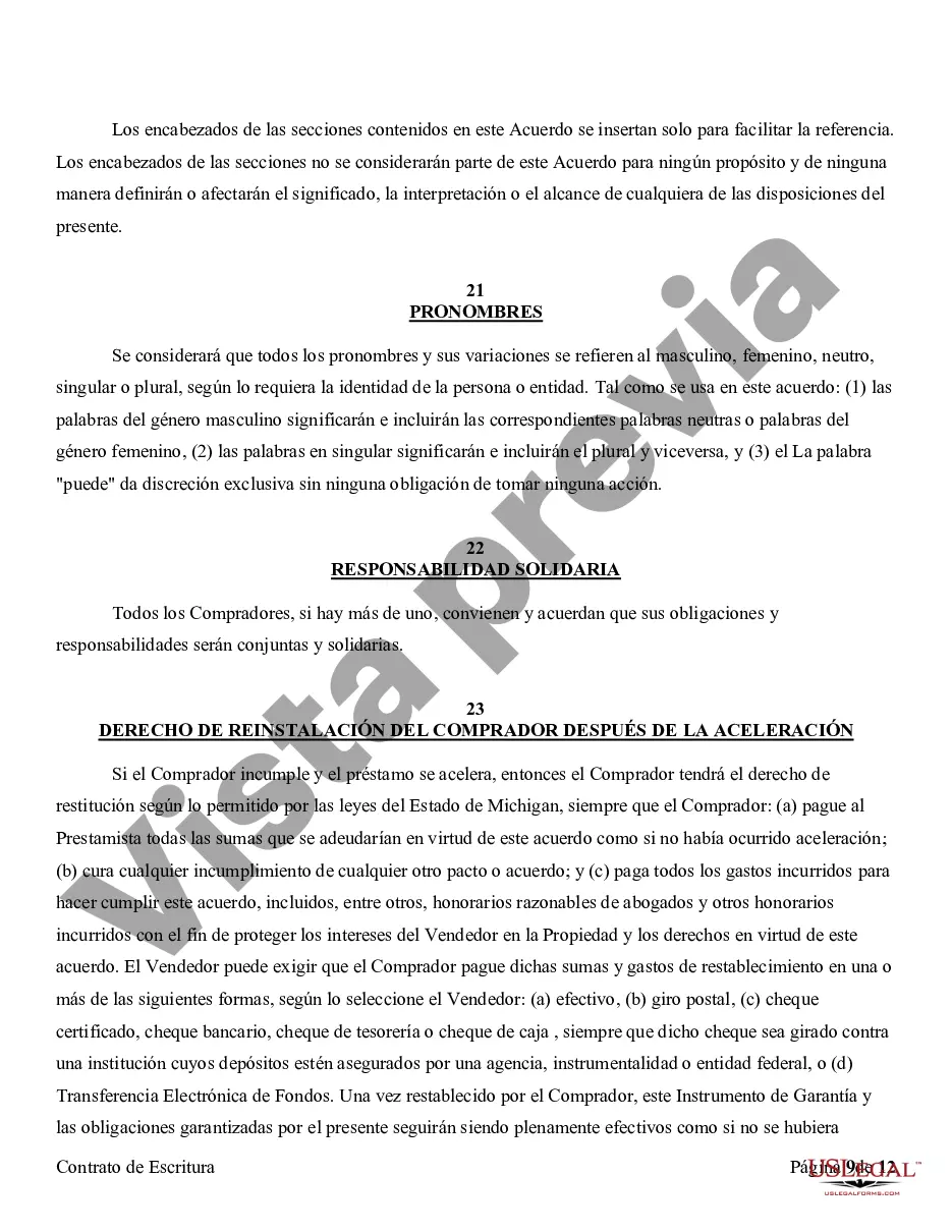 Preview Acuerdo o Contrato de Escritura de Venta y Compra de Bienes Raíces a/k/a Terreno o Contrato de Ejecución