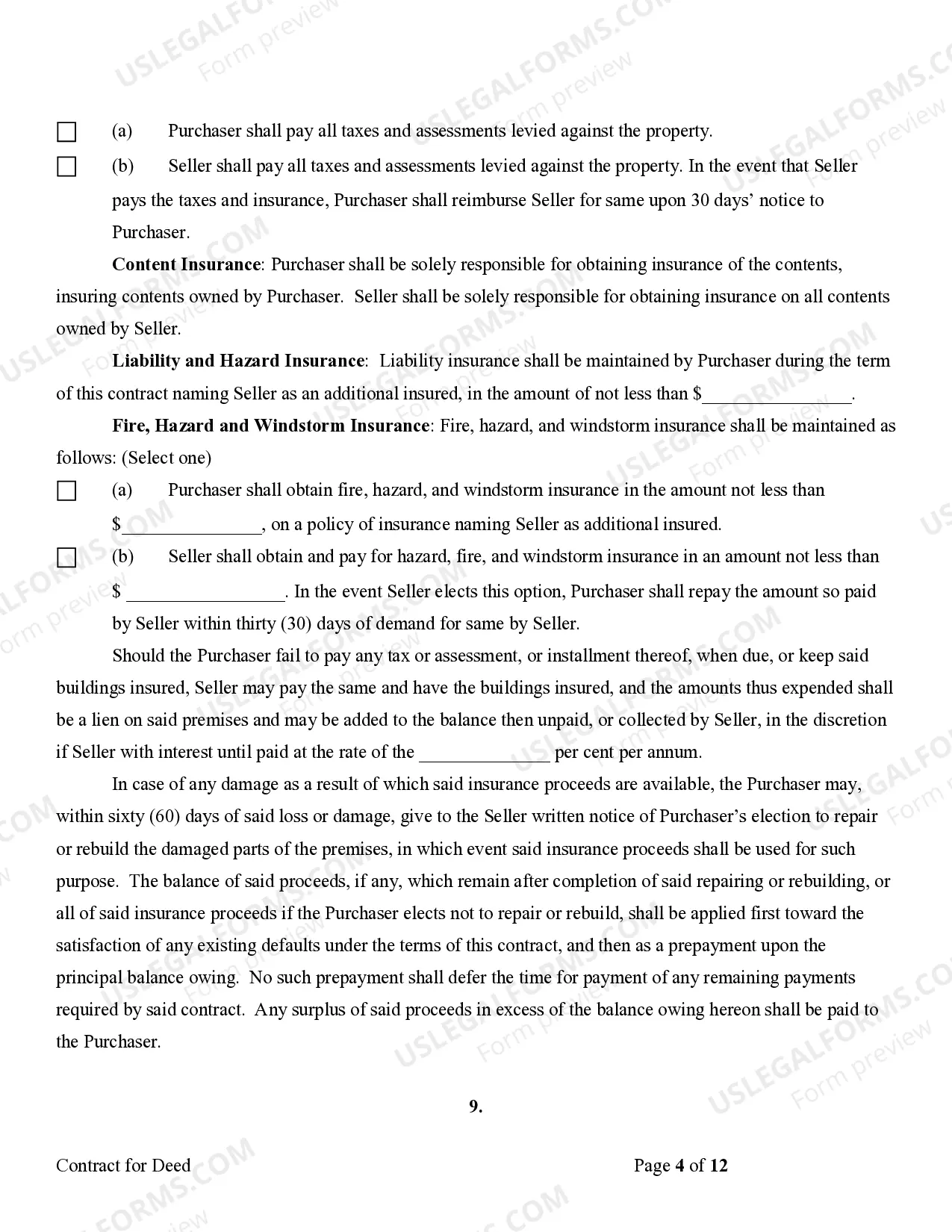 Preview Agreement or Contract for Deed for Sale and Purchase of Real Estate a/k/a Land or Executory Contract