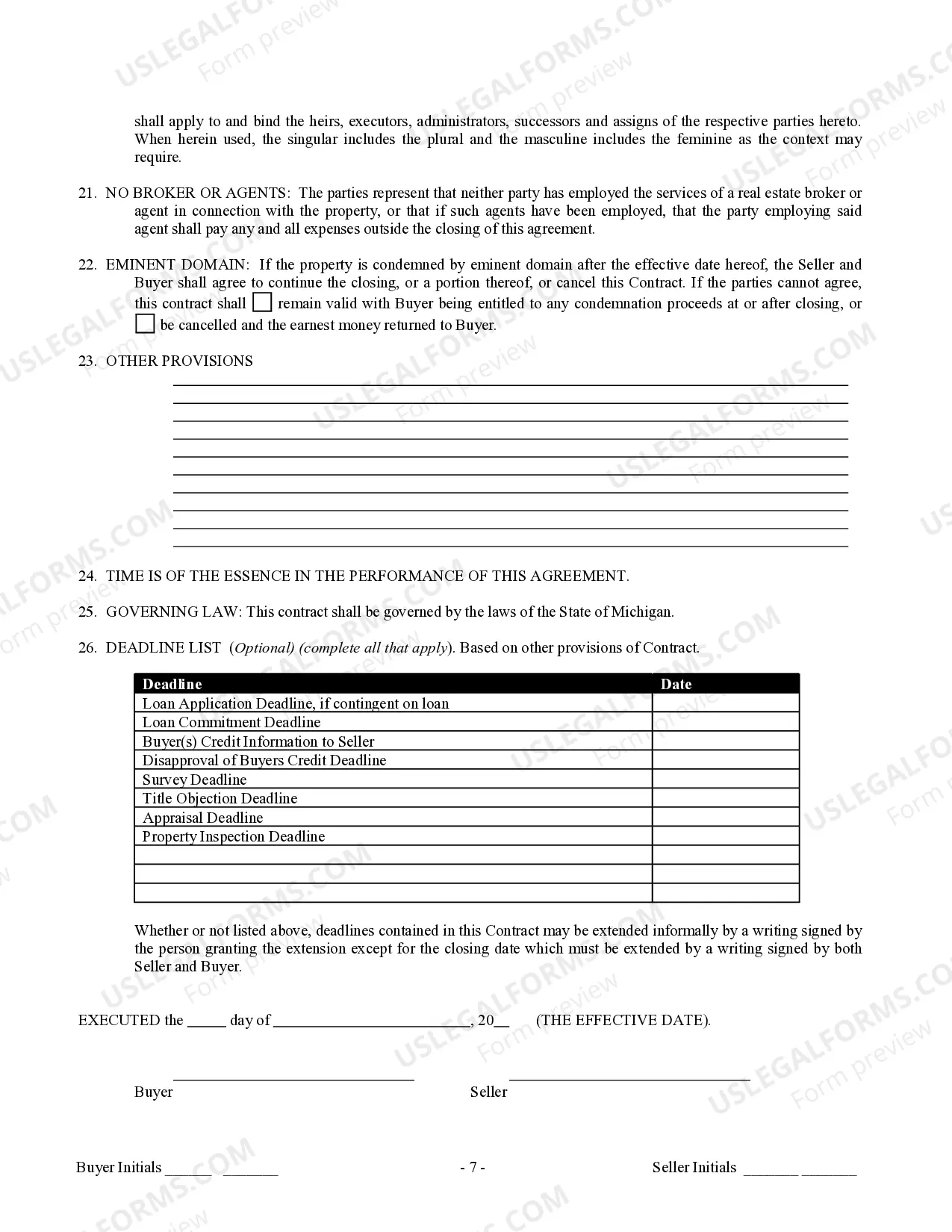 Preview Contract for Sale and Purchase of Real Estate with No Broker for Residential Home Sale Agreement
