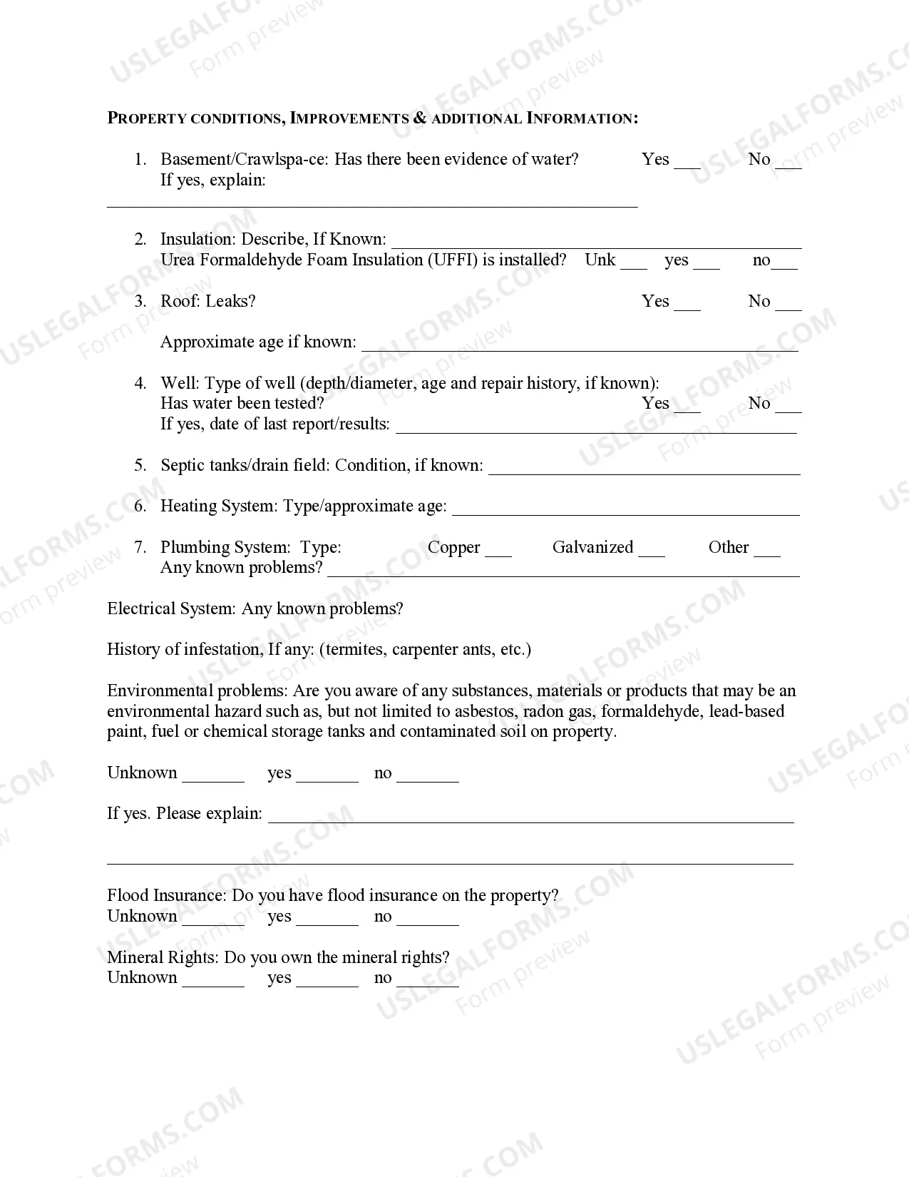 Preview Seller's Disclosure Statement