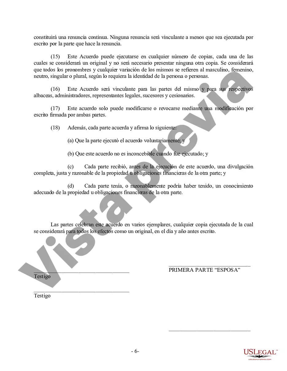 Preview Acuerdo prematrimonial prenupcial de Michigan con estados financieros
