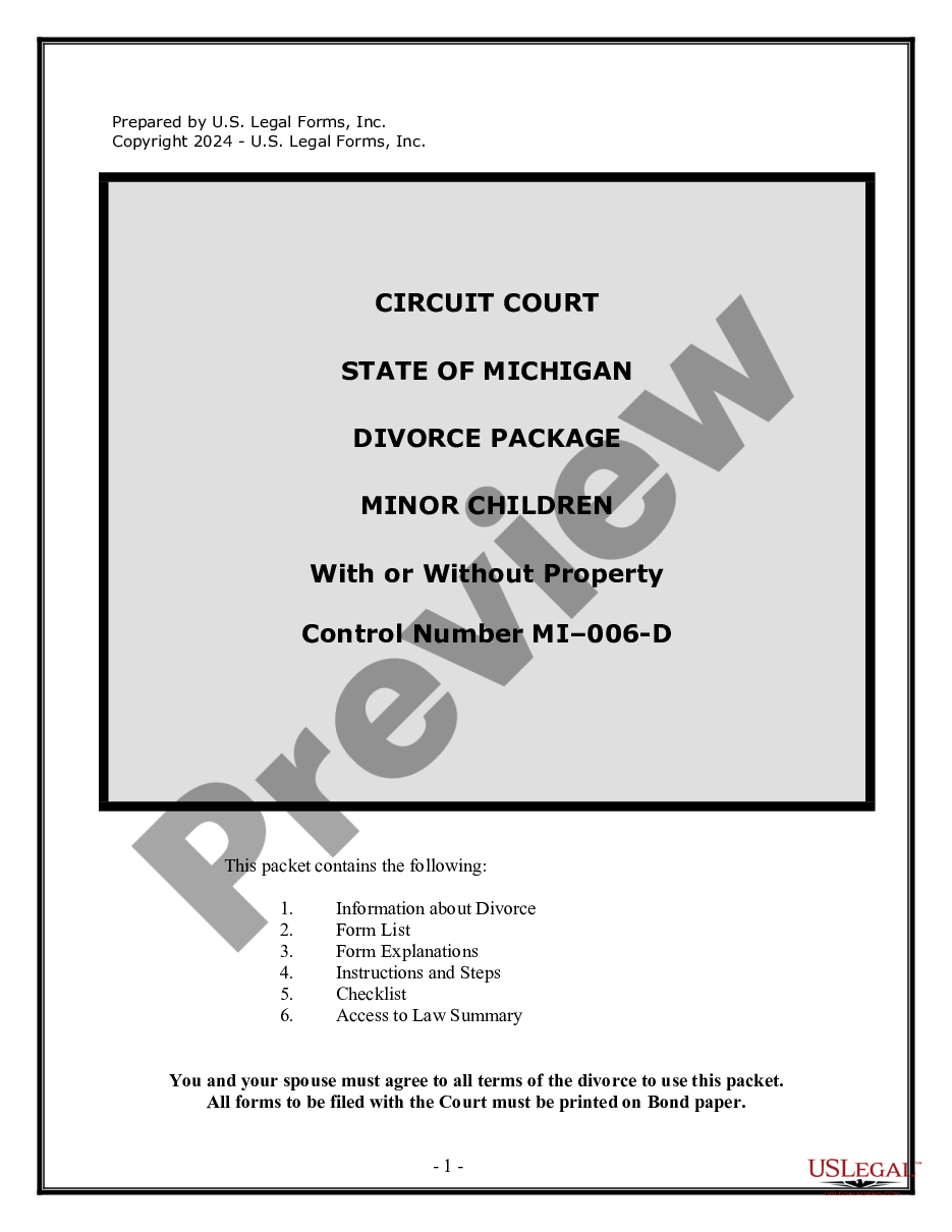 form No-Fault Agreed Uncontested Divorce Package for Dissolution of Marriage for people with Minor Children preview