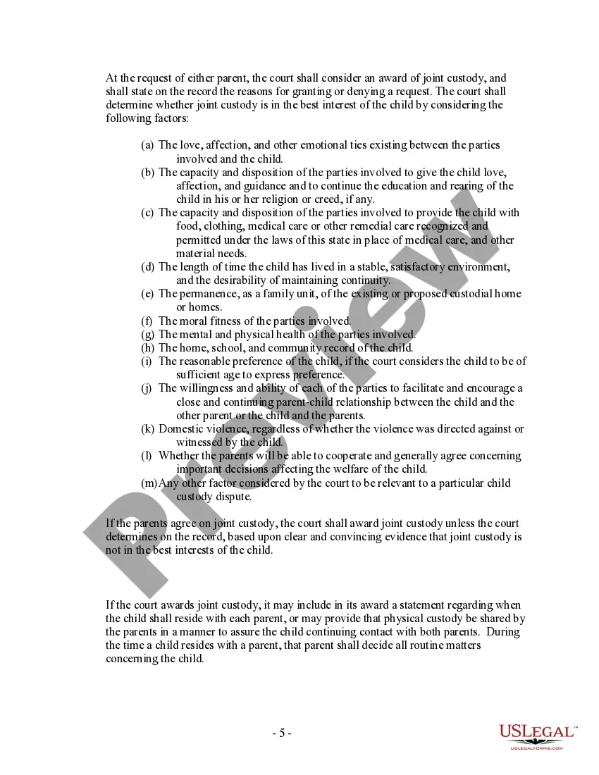 Preview Michigan No-Fault Agreed Uncontested Divorce Package for Dissolution of Marriage for people with Minor Children