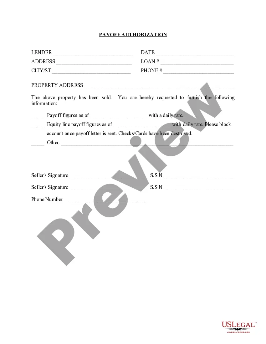Get Payoff Authorization Preview Payoff Authorization