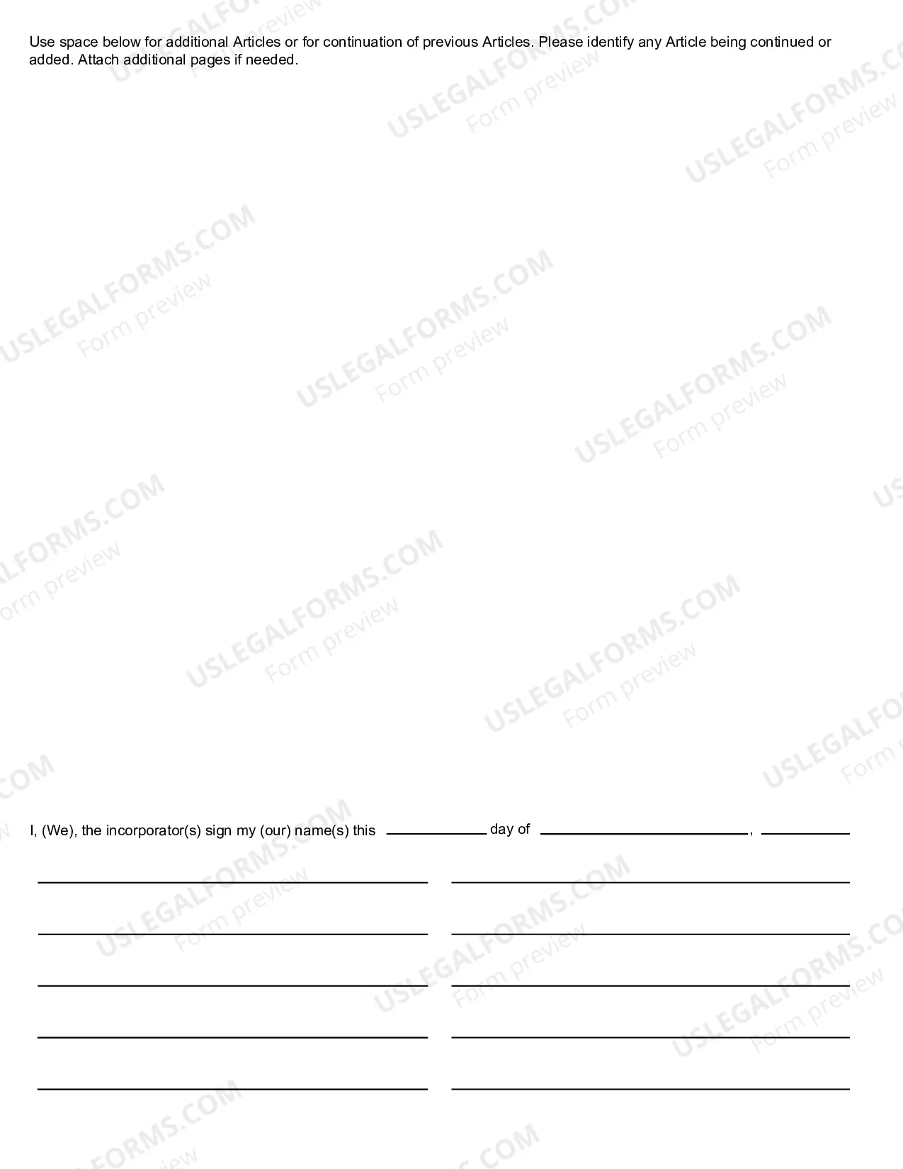 Preview Michigan Articles of Incorporation for Domestic For-Profit Corporation