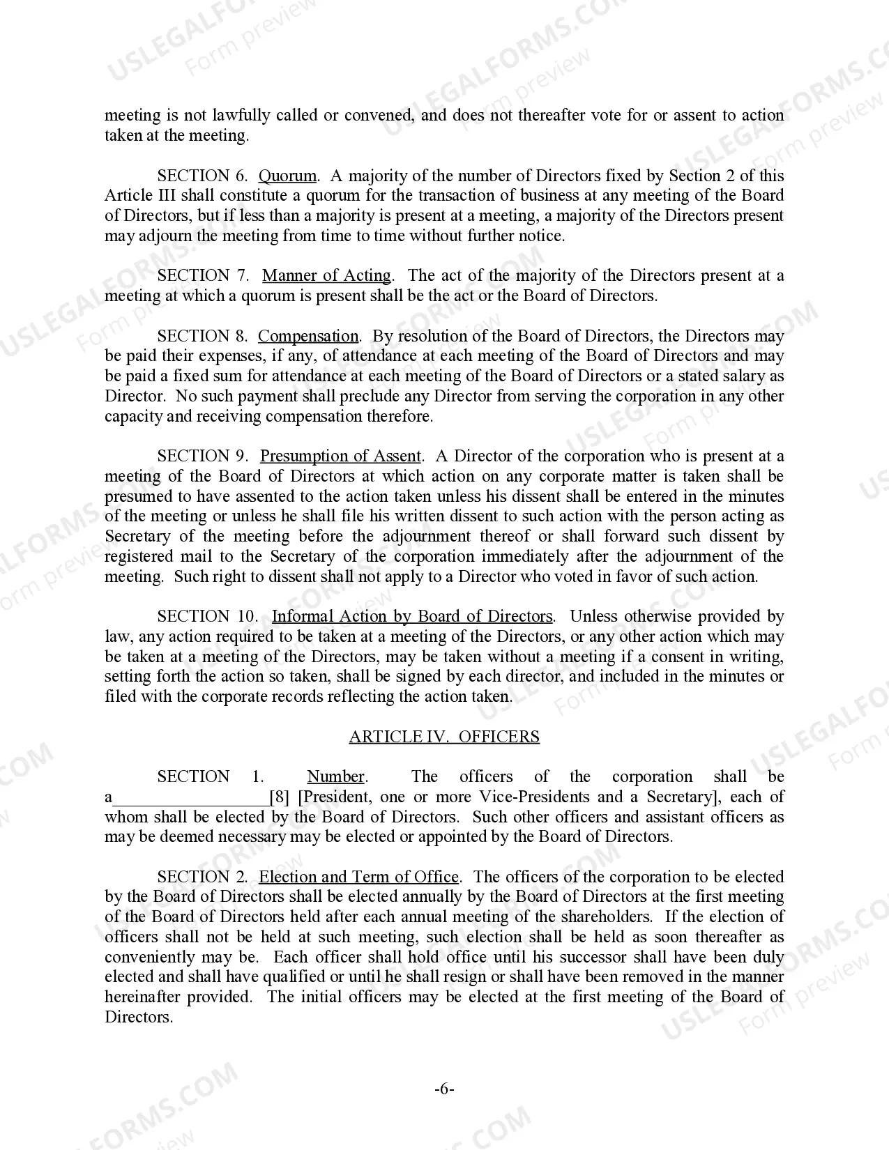 Preview Michigan Bylaws for Corporation