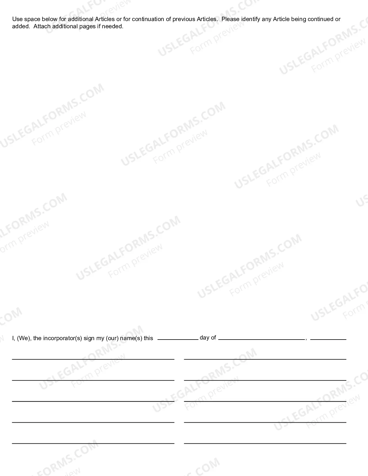 Preview Michigan Articles of Incorporation for Domestic Nonprofit Corporation
