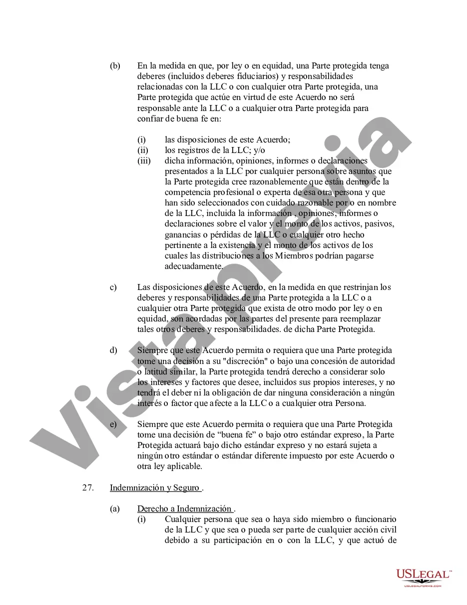 Preview Acuerdo Operativo de Sociedad de Responsabilidad Limitada LLC