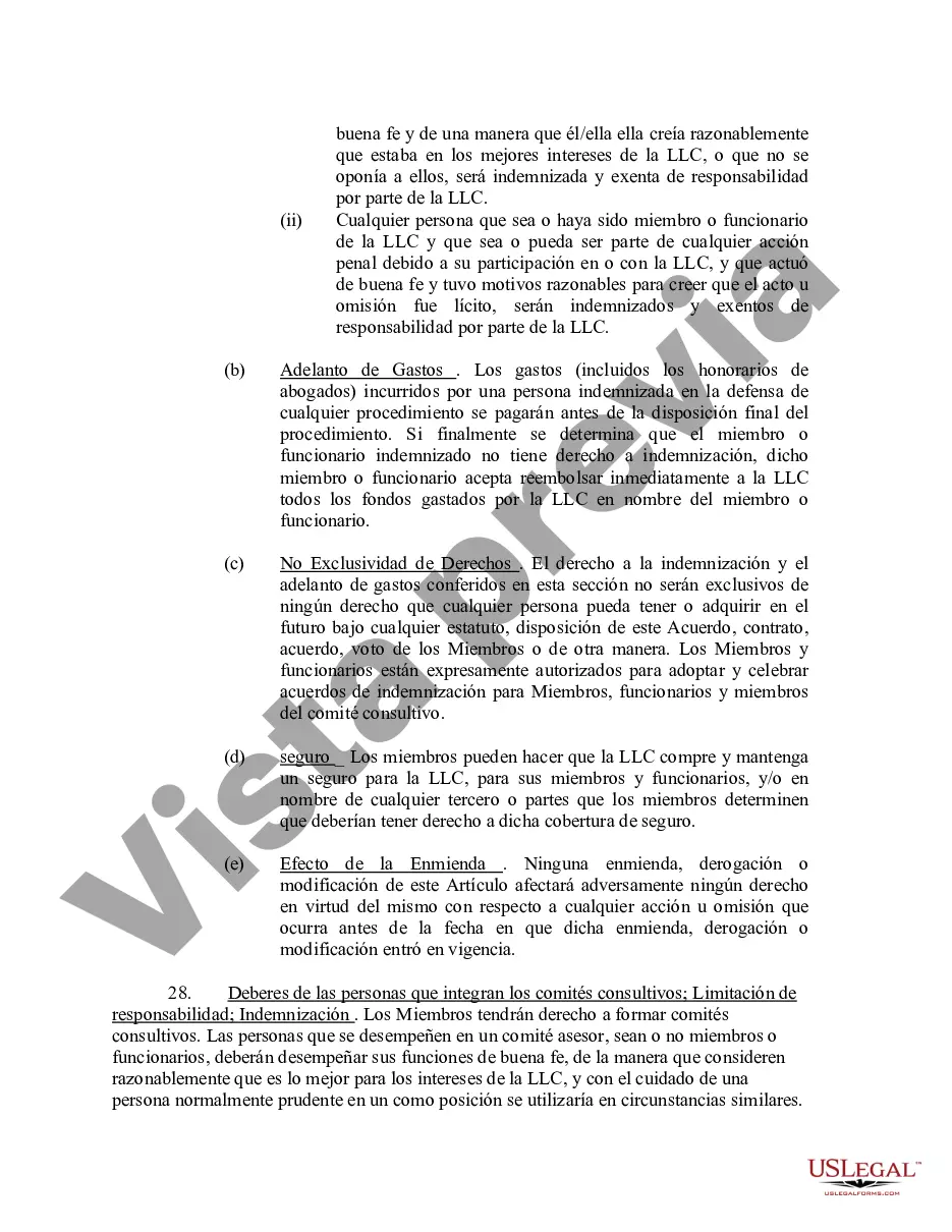 Preview Acuerdo Operativo de Sociedad de Responsabilidad Limitada LLC