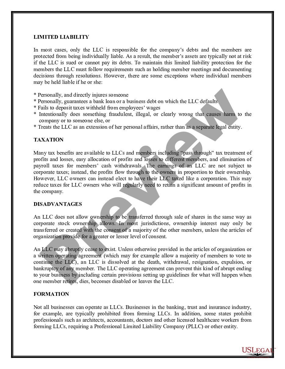 page 2 Michigan Limited Liability Company LLC Formation Package preview