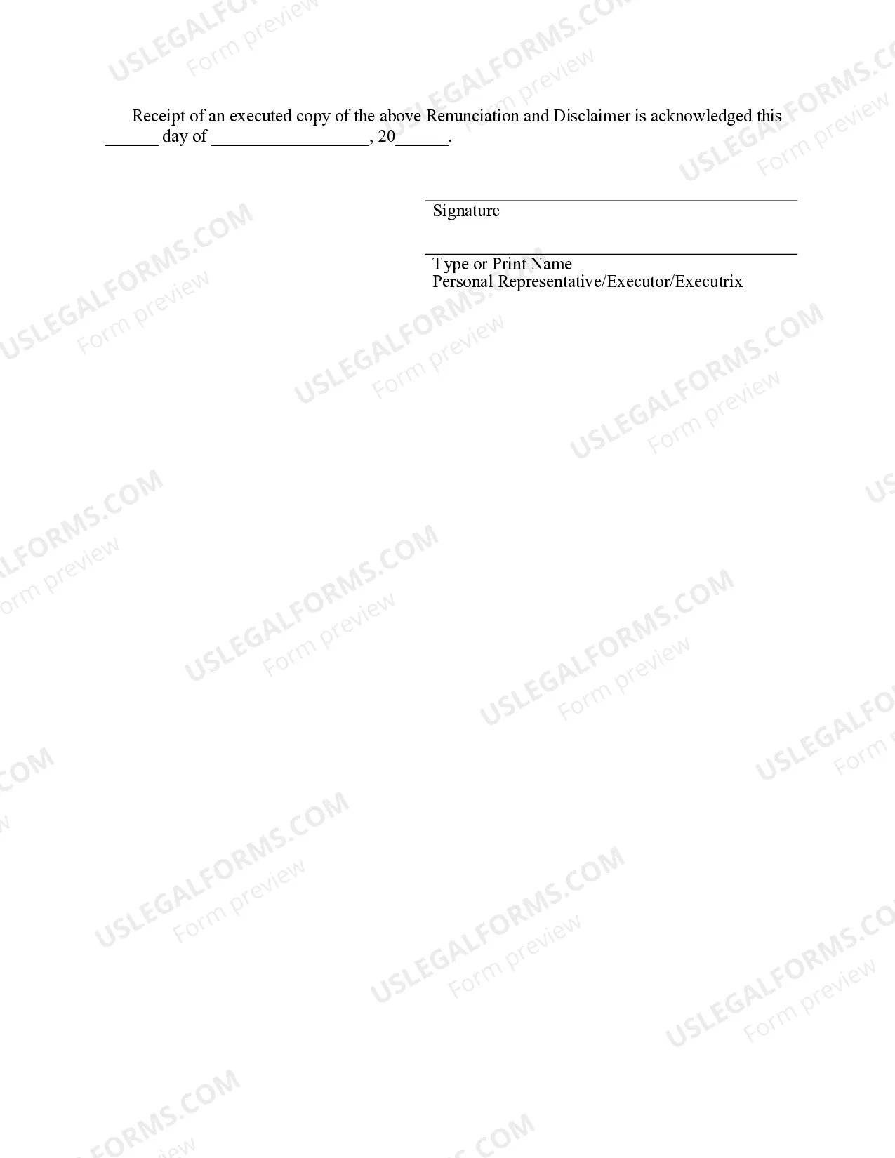 Preview Renunciation And Disclaimer of Real Property Interest