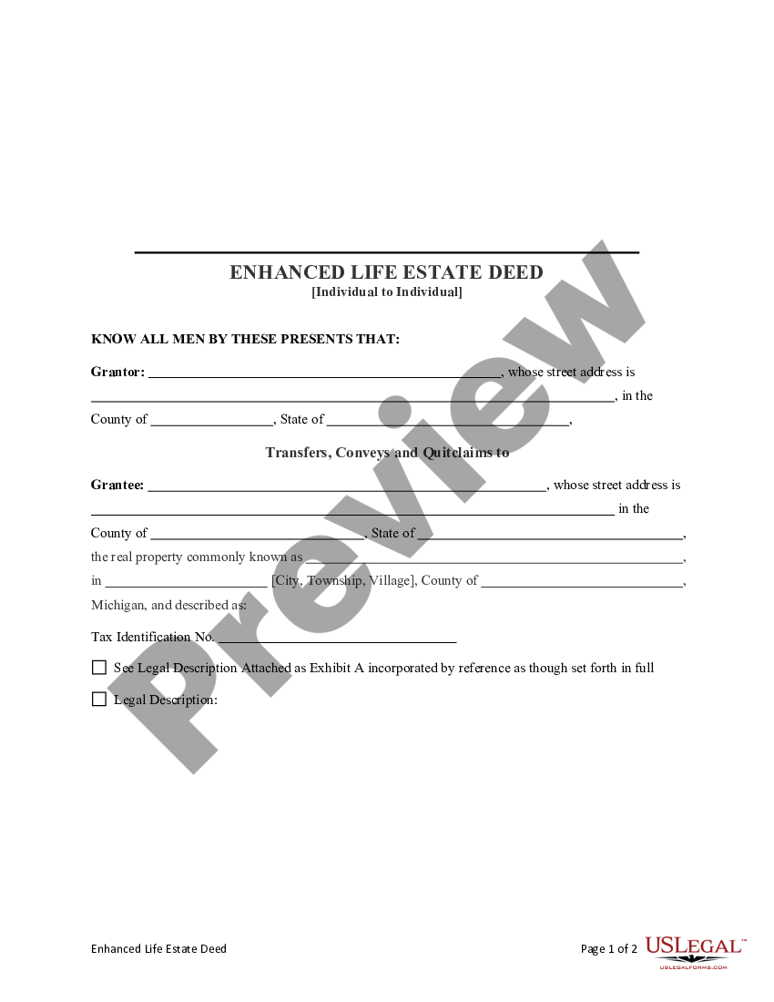 Printable Lady Bird Deed For Michigan US Legal Forms