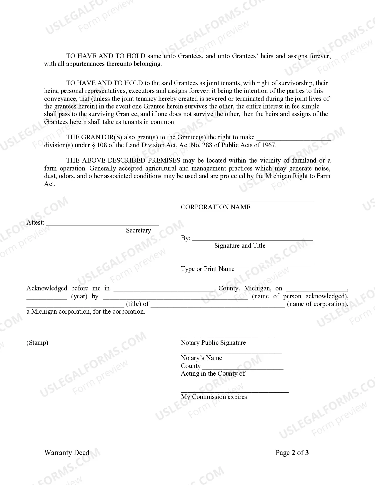 Preview Warranty Deed from Corporation to Husband and Wife