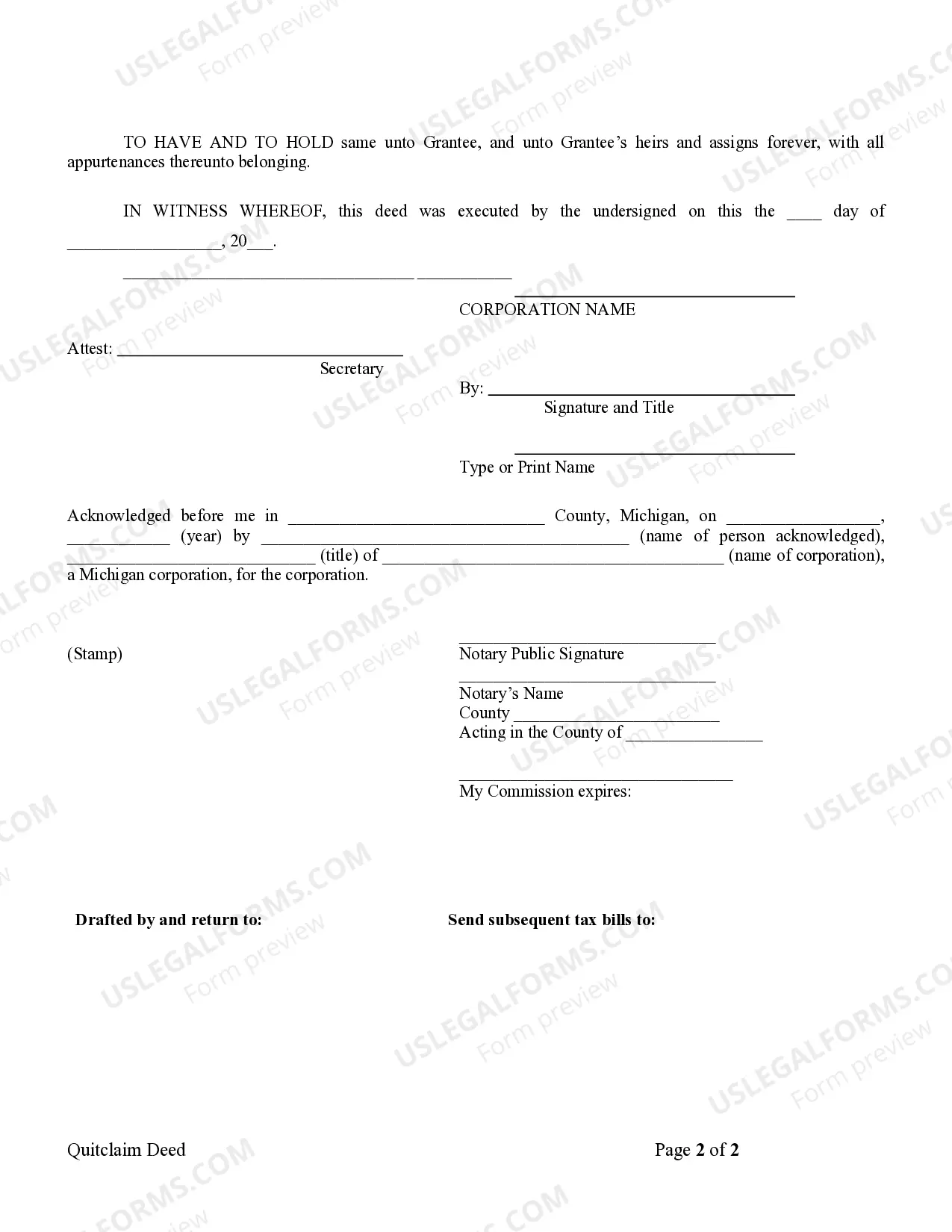 Preview Quitclaim Deed from Corporation to Individual