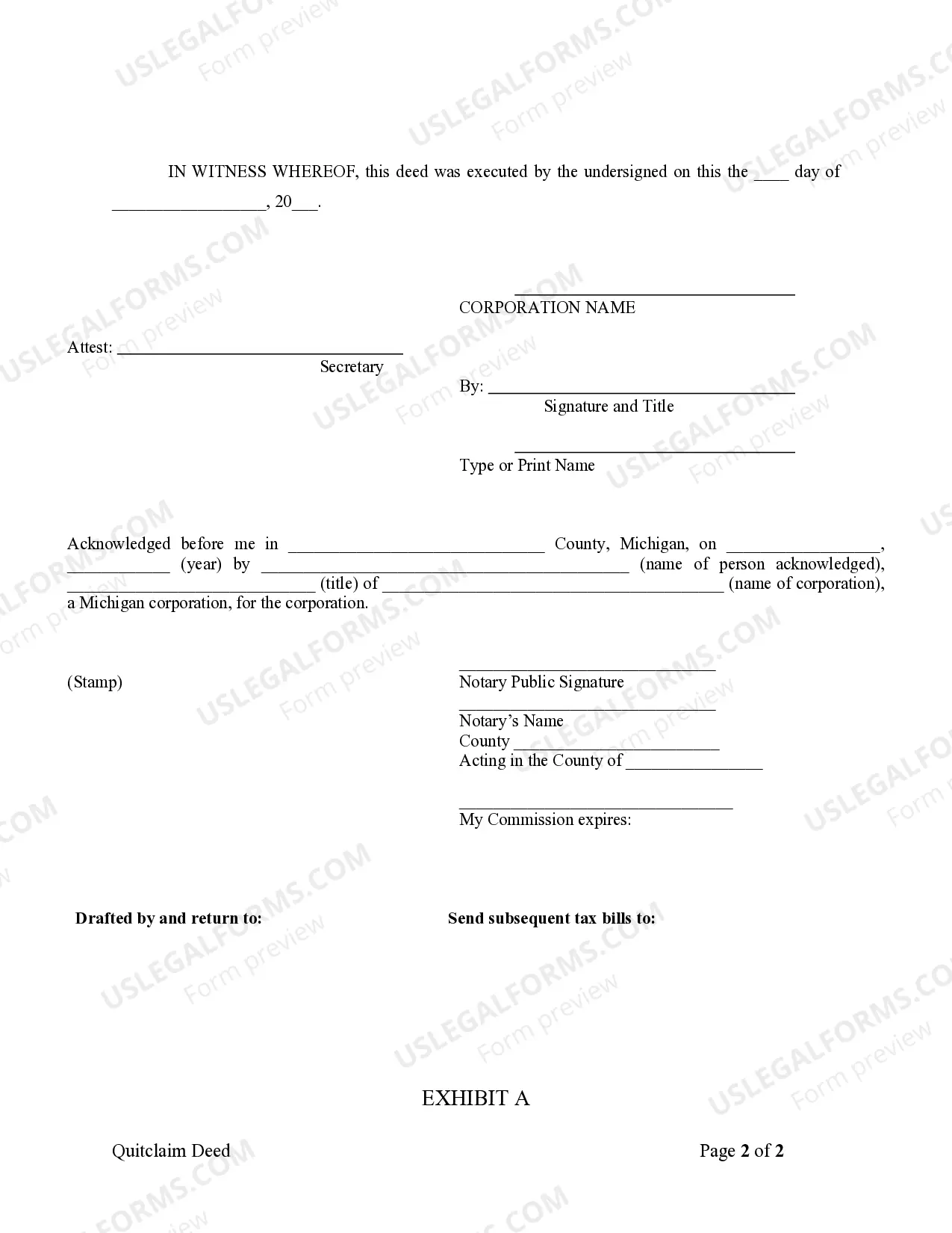 Preview Quitclaim Deed from Corporation to LLC