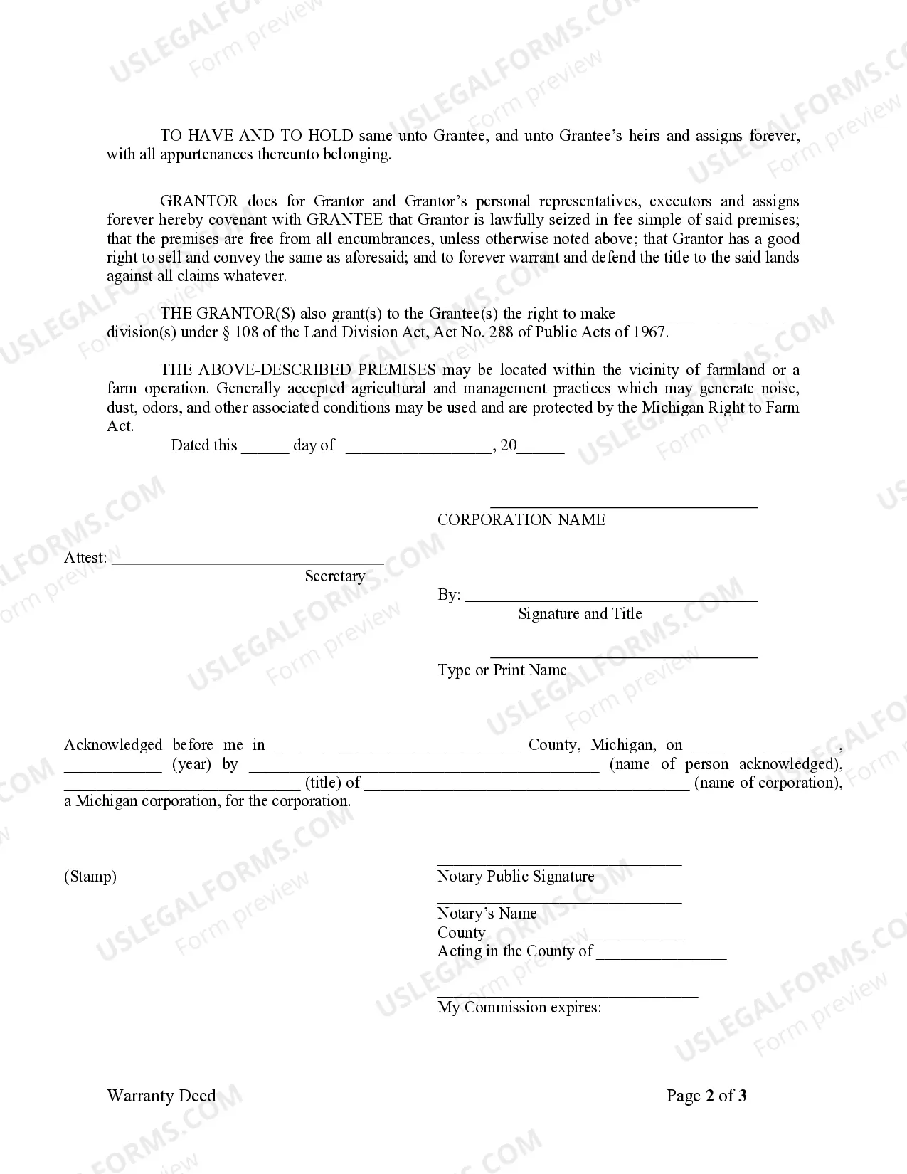 Preview Warranty Deed from Corporation to Corporation