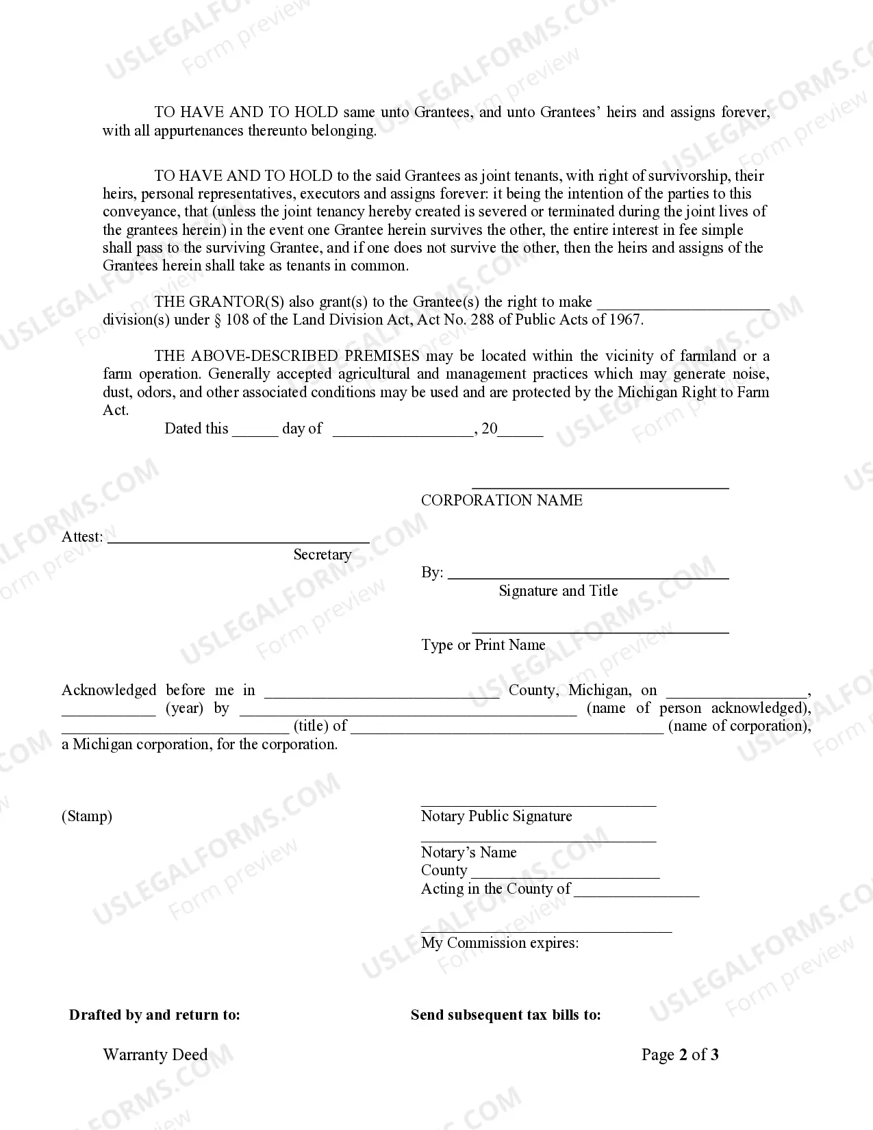 Preview Warranty Deed from Corporation to Two Individuals