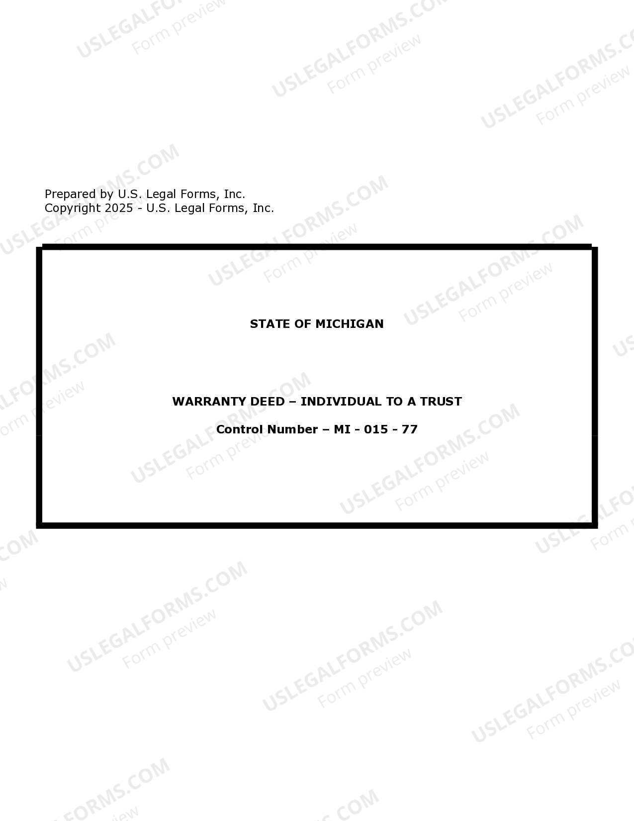 Michigan Warranty Deed from Individual to a Trust Trust Transfer Deed