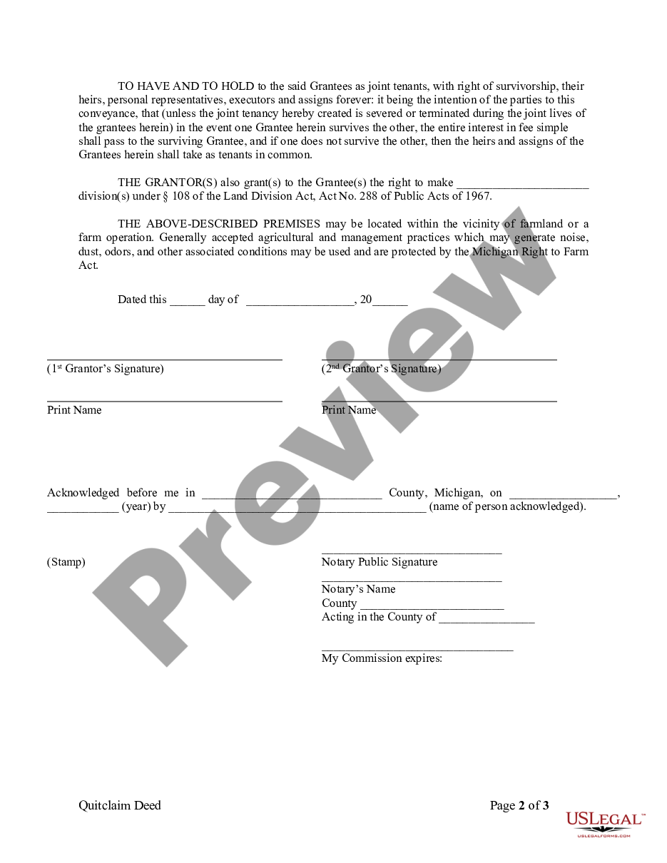 page 1 Quitclaim Deed from Husband and Wife to Husband and Wife preview