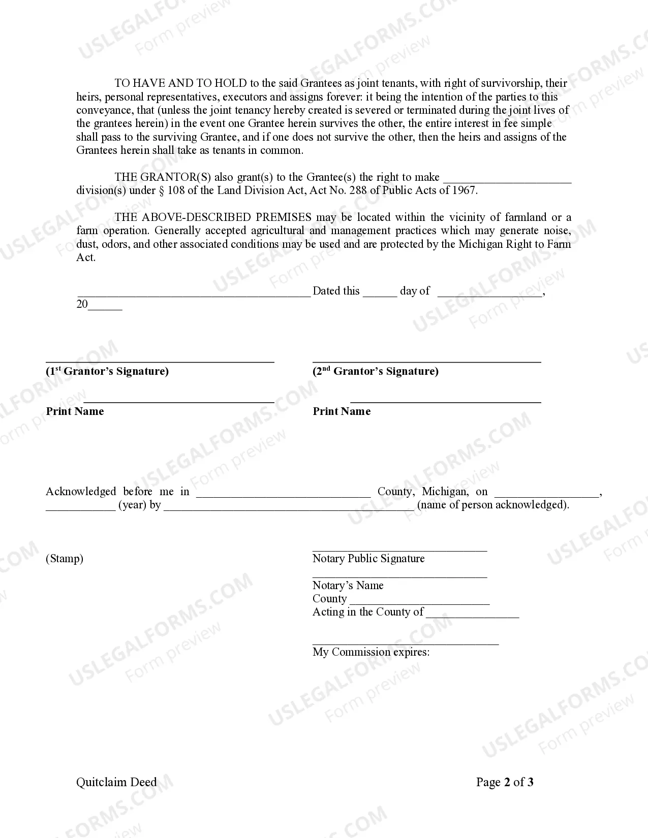 Preview Quitclaim Deed from Husband and Wife to Husband and Wife