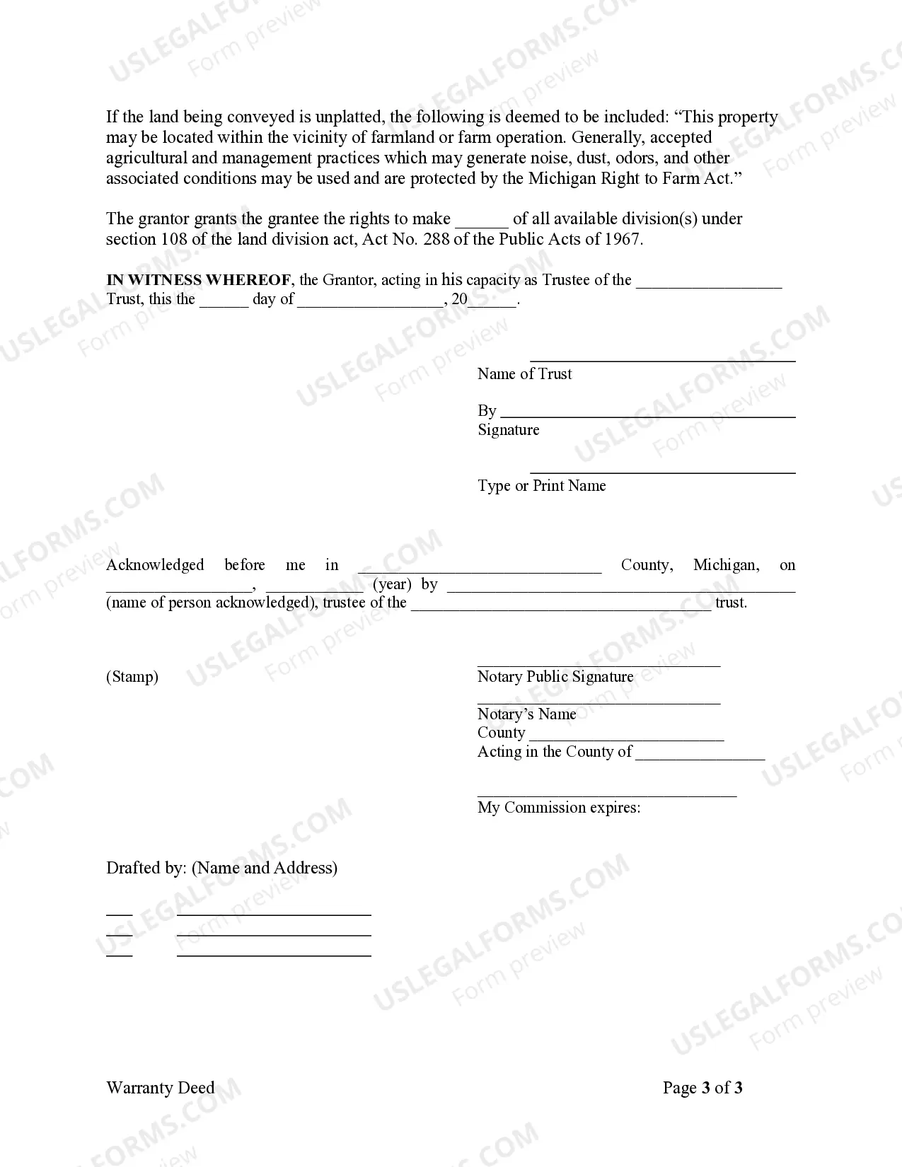 Preview Warranty Deed - Trust to Individual