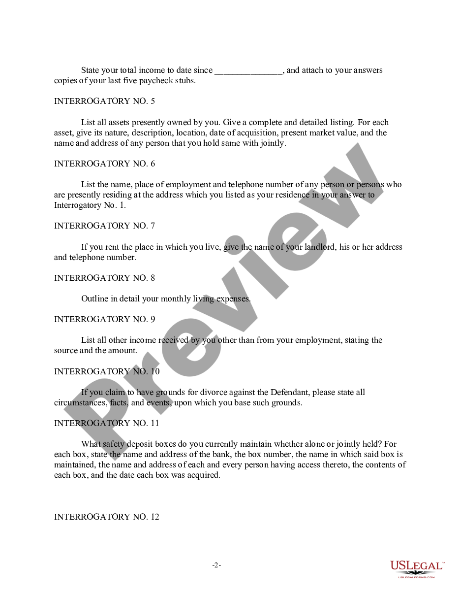 page 1 Discovery Interrogatories from Defendant to Plaintiff with Production Requests preview