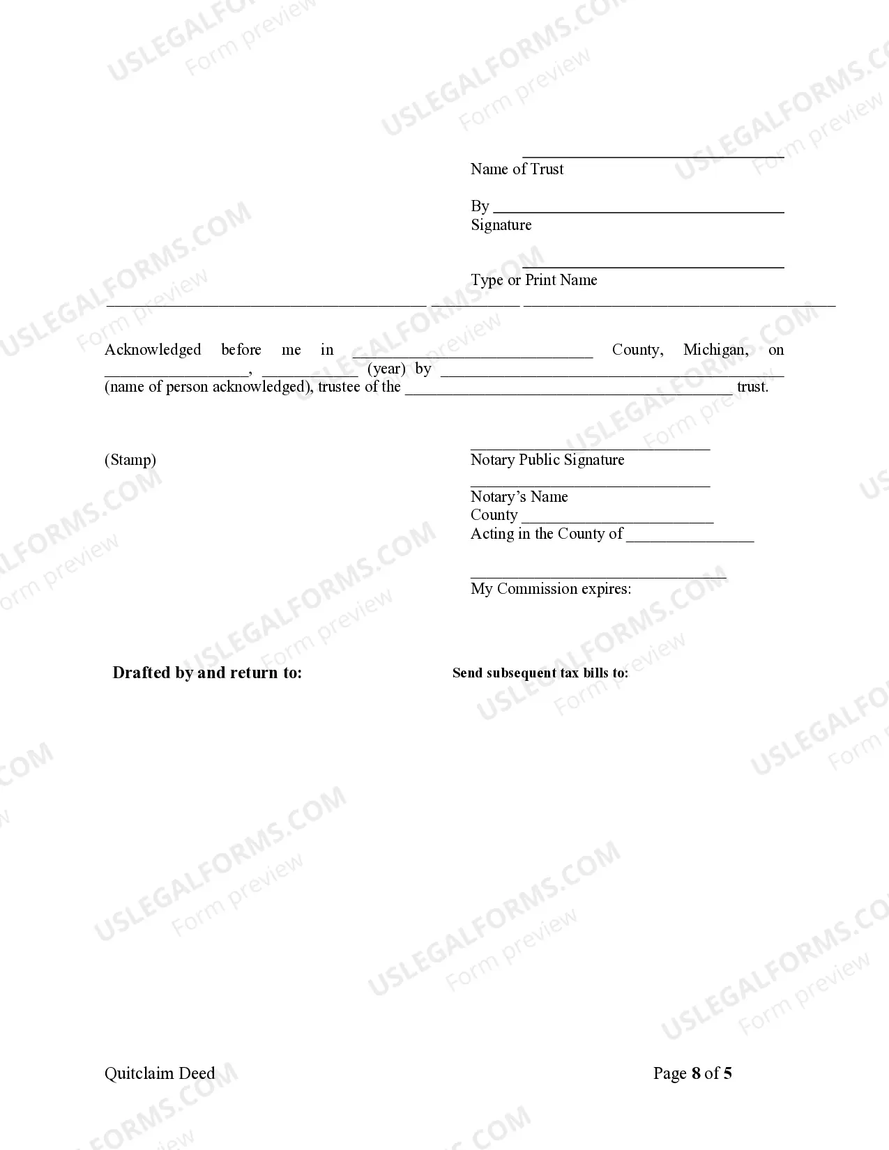 Preview Quitclaim Deed - Trust to a Corporation