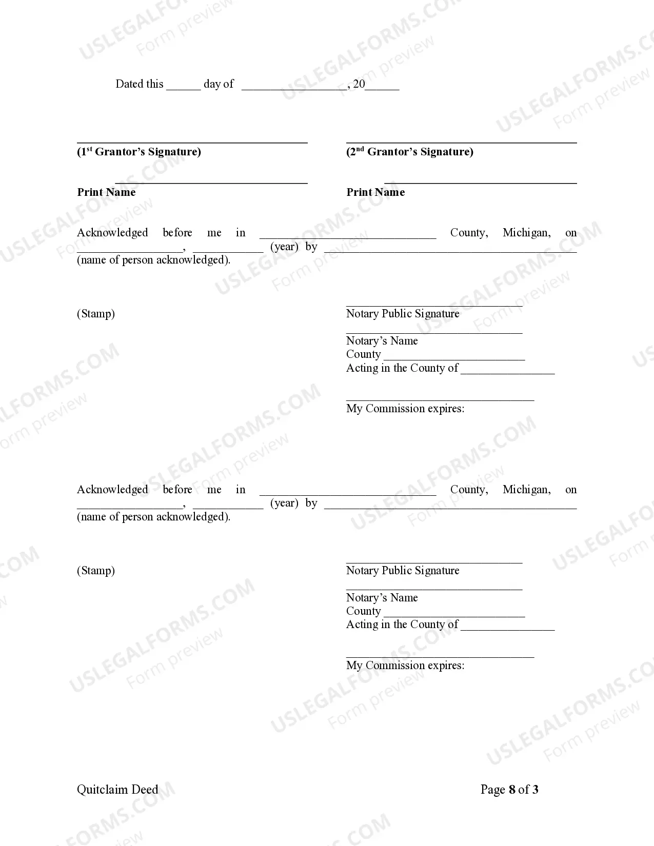 Preview Quitclaim Deed - Two Individuals to a Trust