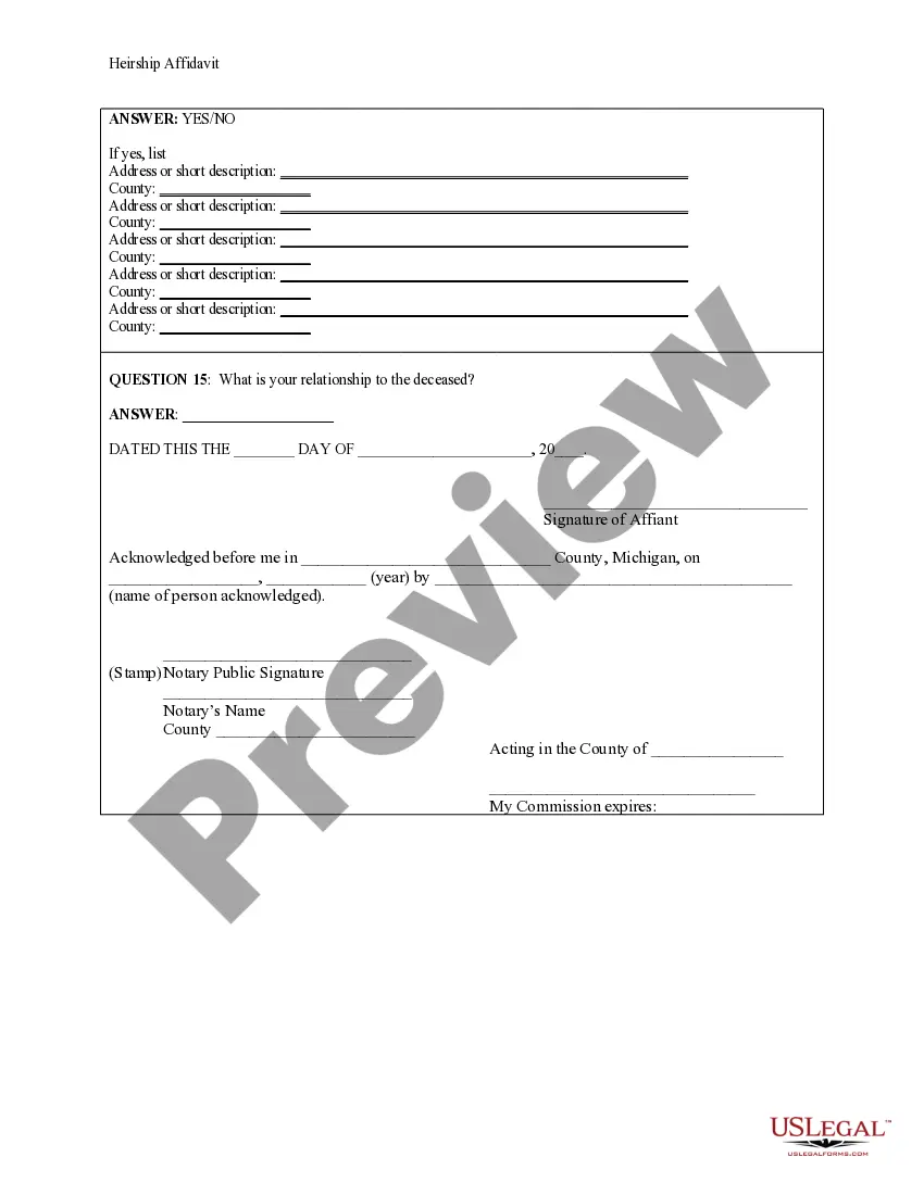 Preview Heirship Affidavit - Descent