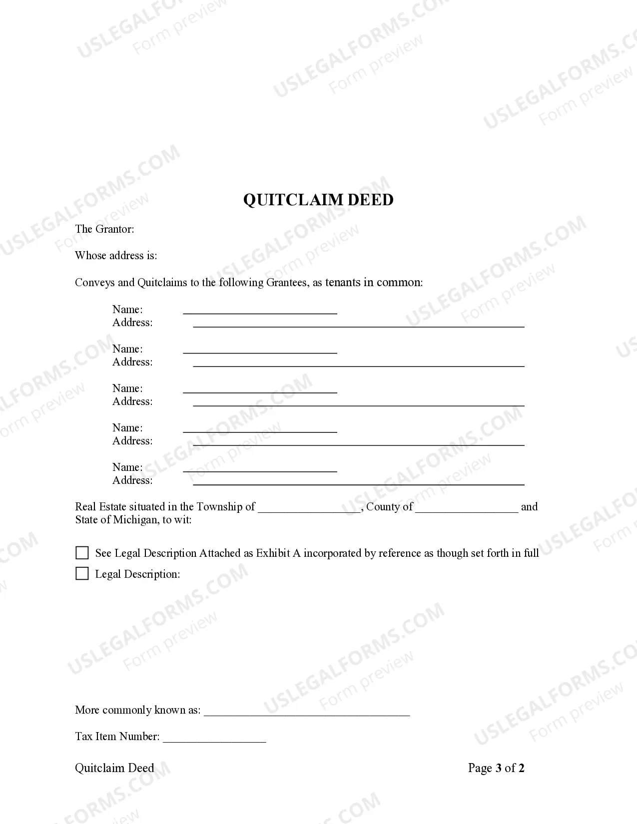 Preview Quitclaim Deed - One Individual to Five Individuals Subject to Retained Life Estate