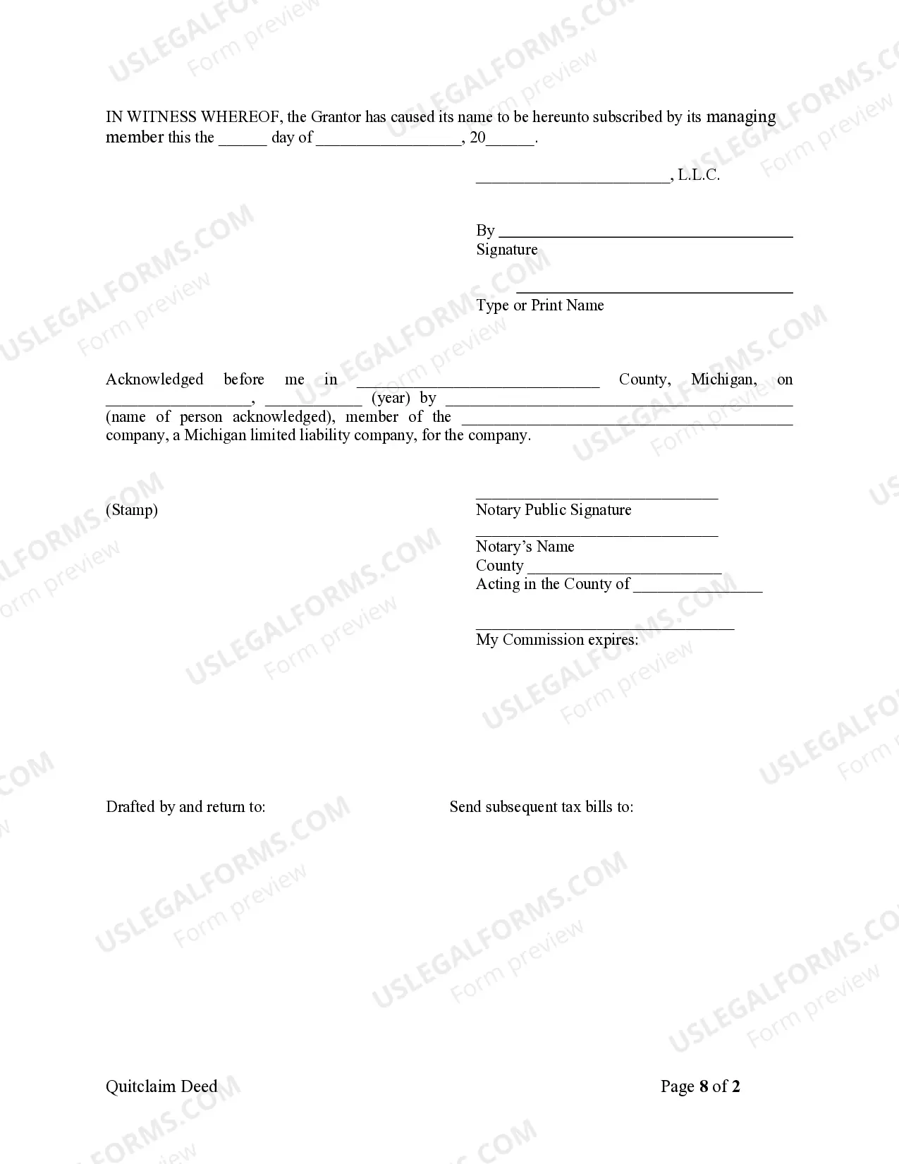Preview Quitclaim Deed - Limited Liability Company to an Individual
