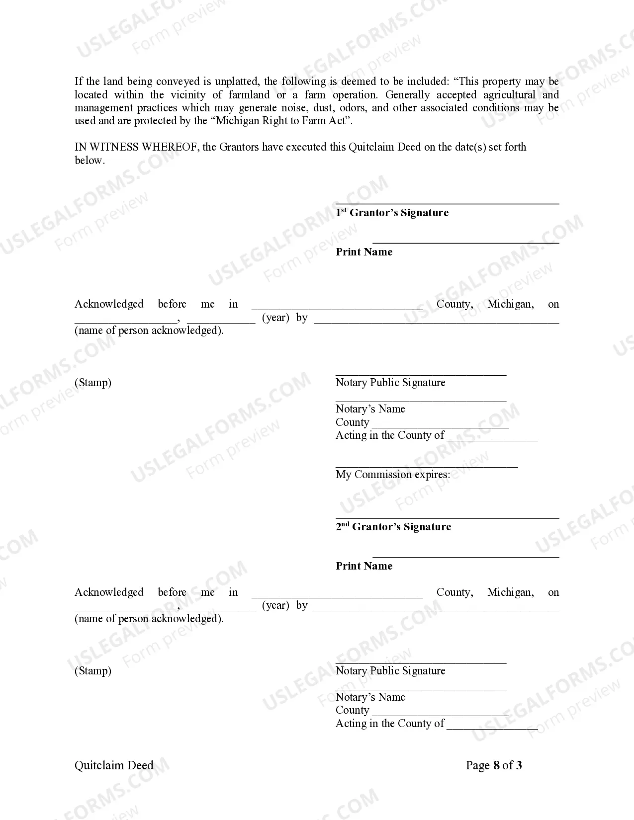 Preview Quitclaim Deed - Three Individuals to Three Individuals