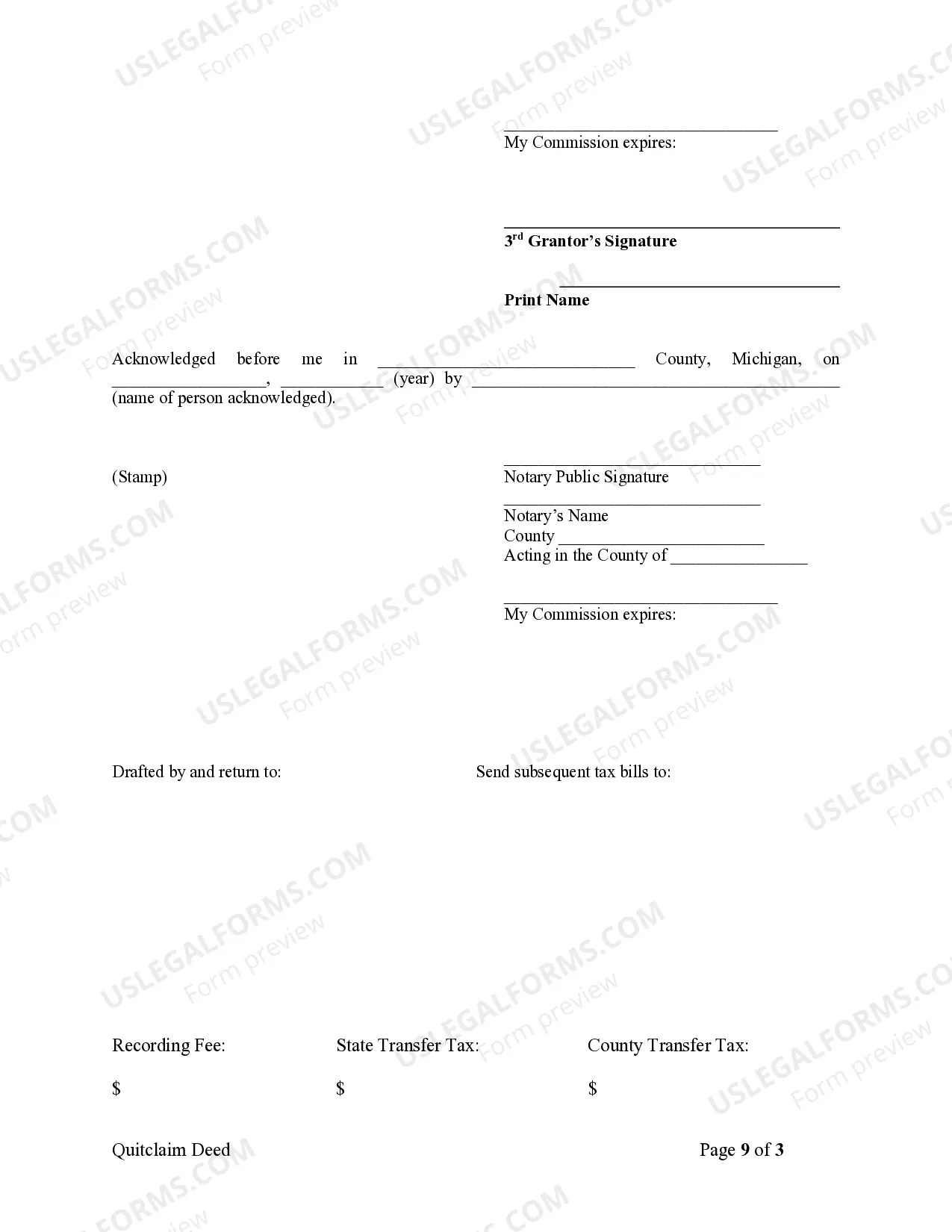 Preview Quitclaim Deed - Three Individuals to Three Individuals