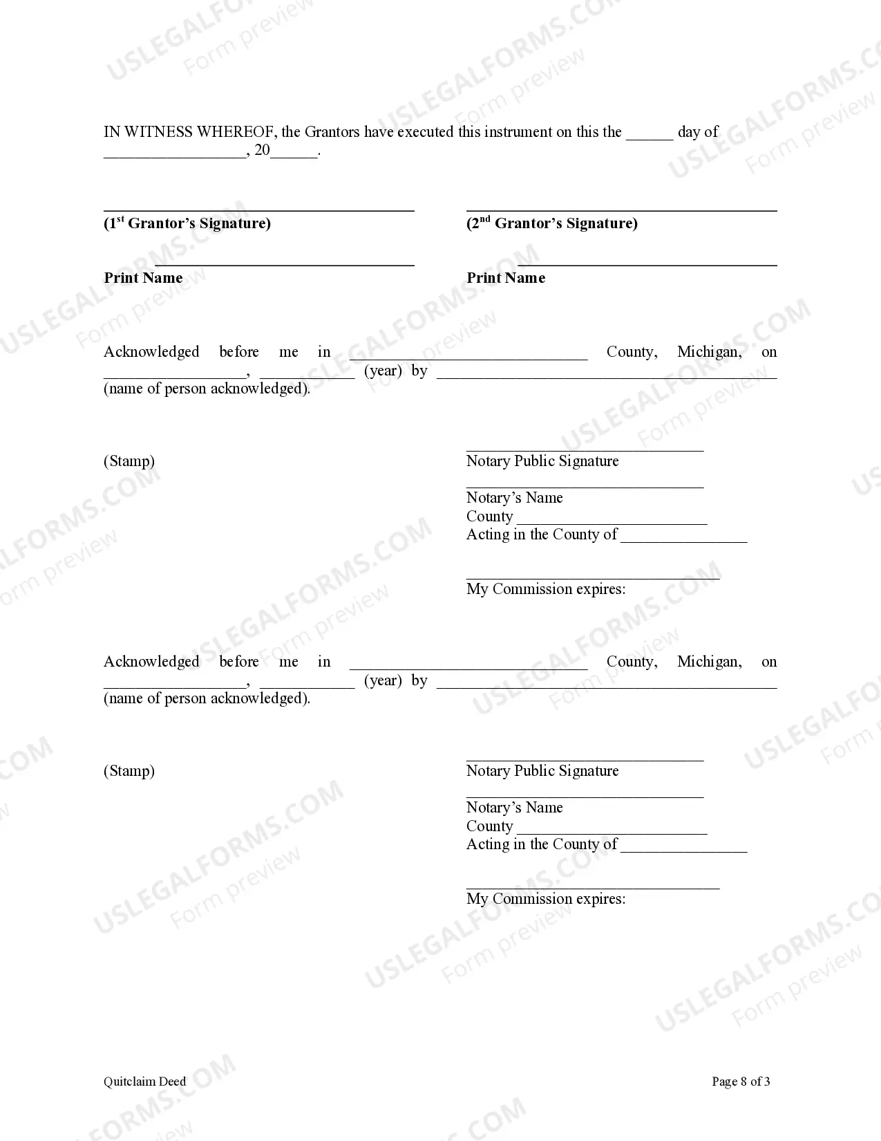 Preview Quitclaim Deed - Husband and Wife to Three Individuals