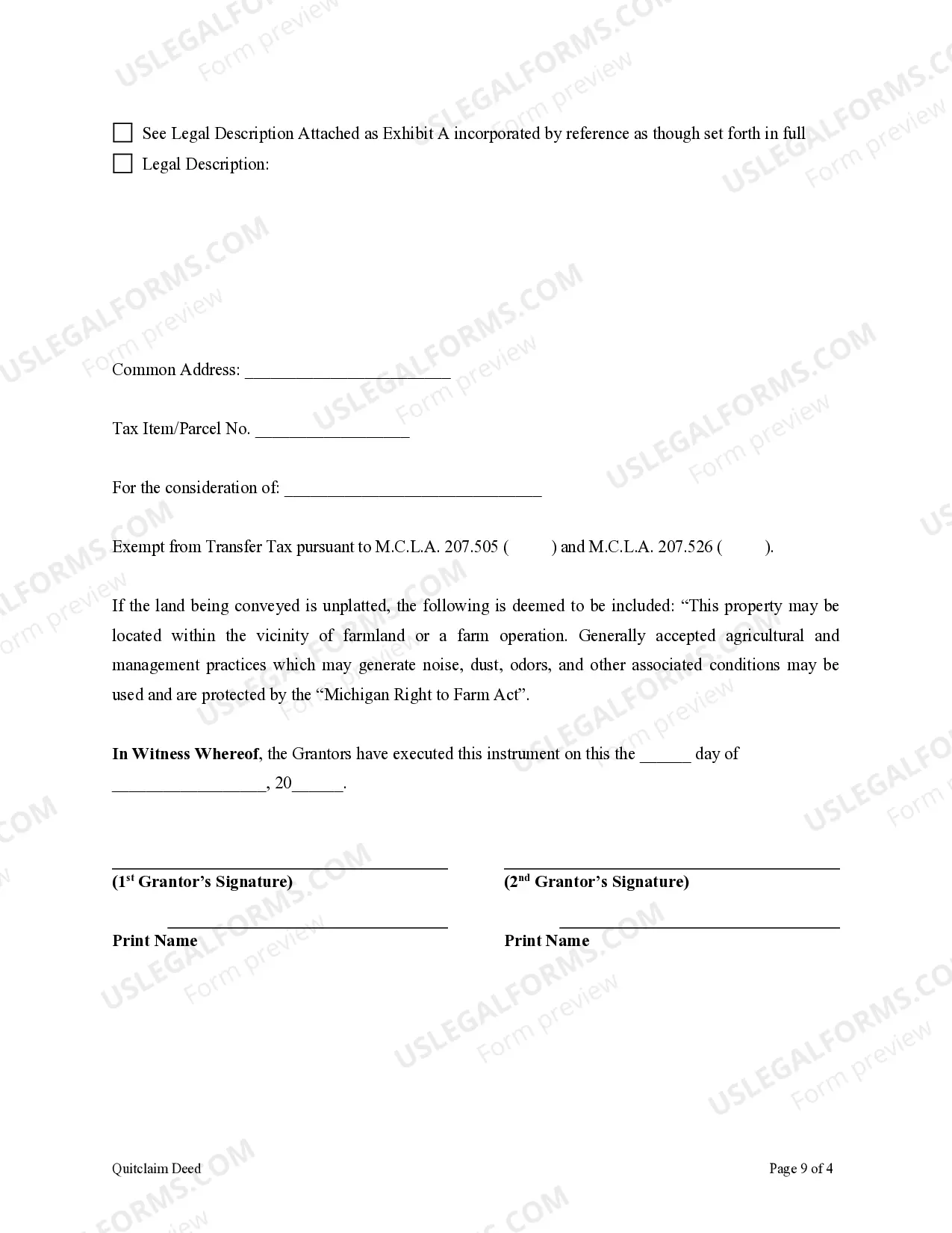 Preview Quitclaim Deed - Two Individuals to Three Individuals