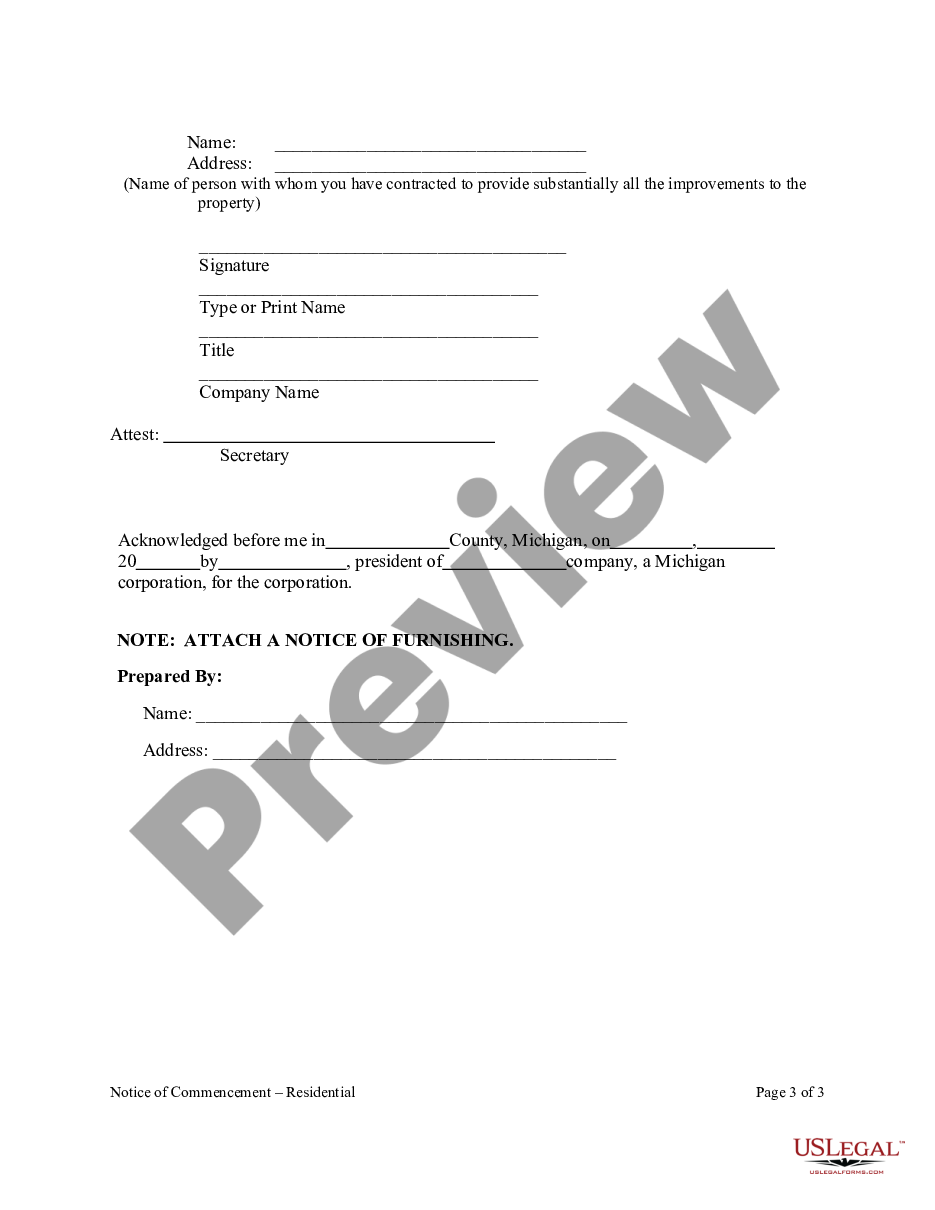 page 2 Notice of Commencement - Residential Property by Corporation or LLC preview