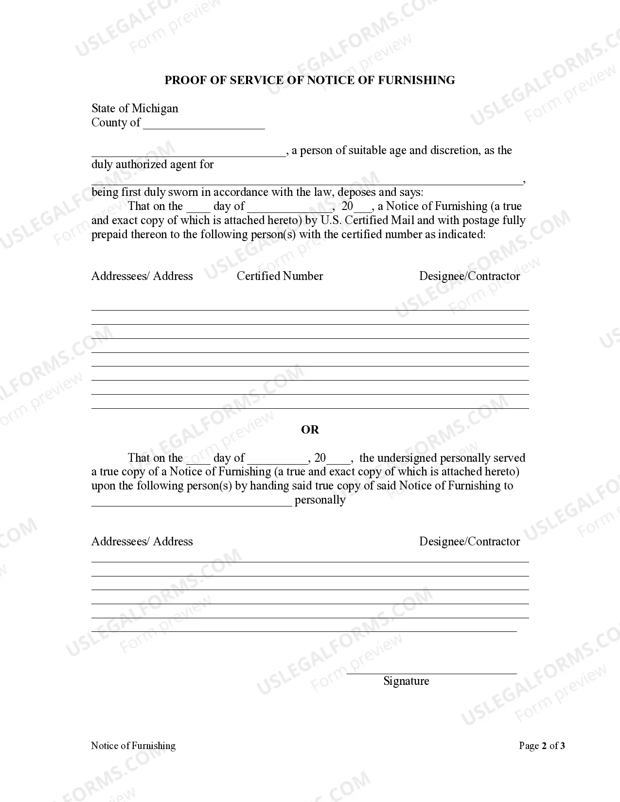 Preview Notice of Furnishing - Individual