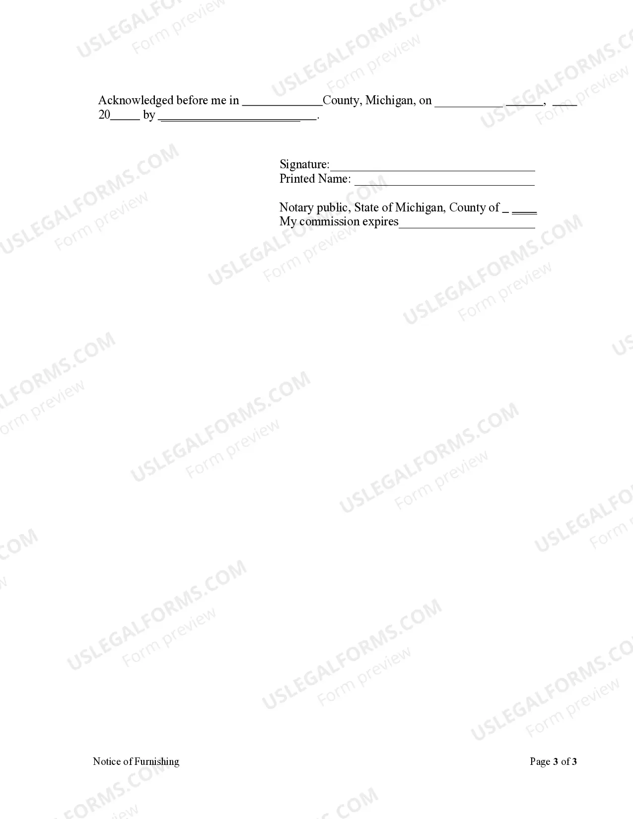 Preview Notice of Furnishing - Individual