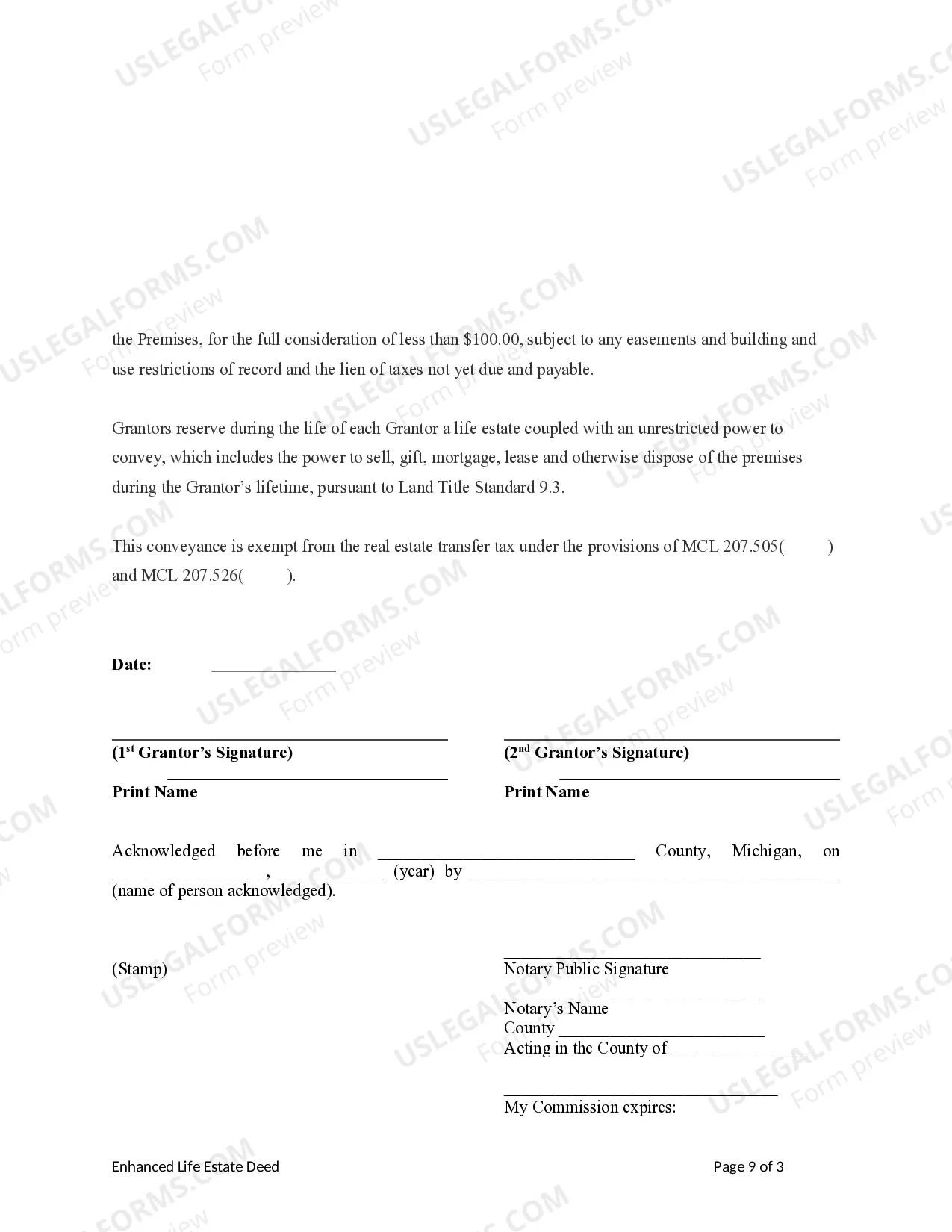 Preview Enhanced Life Estate or Lady Bird Deed - Two Individuals / Husband and Wife to Two Individuals / Husband and Wife