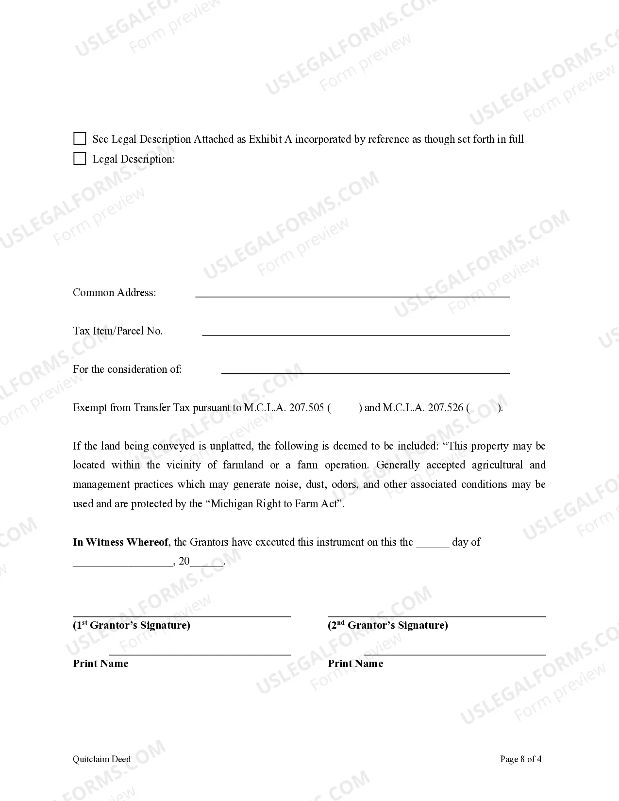 Preview Quitclaim Deed - Two Individuals to Four Individuals