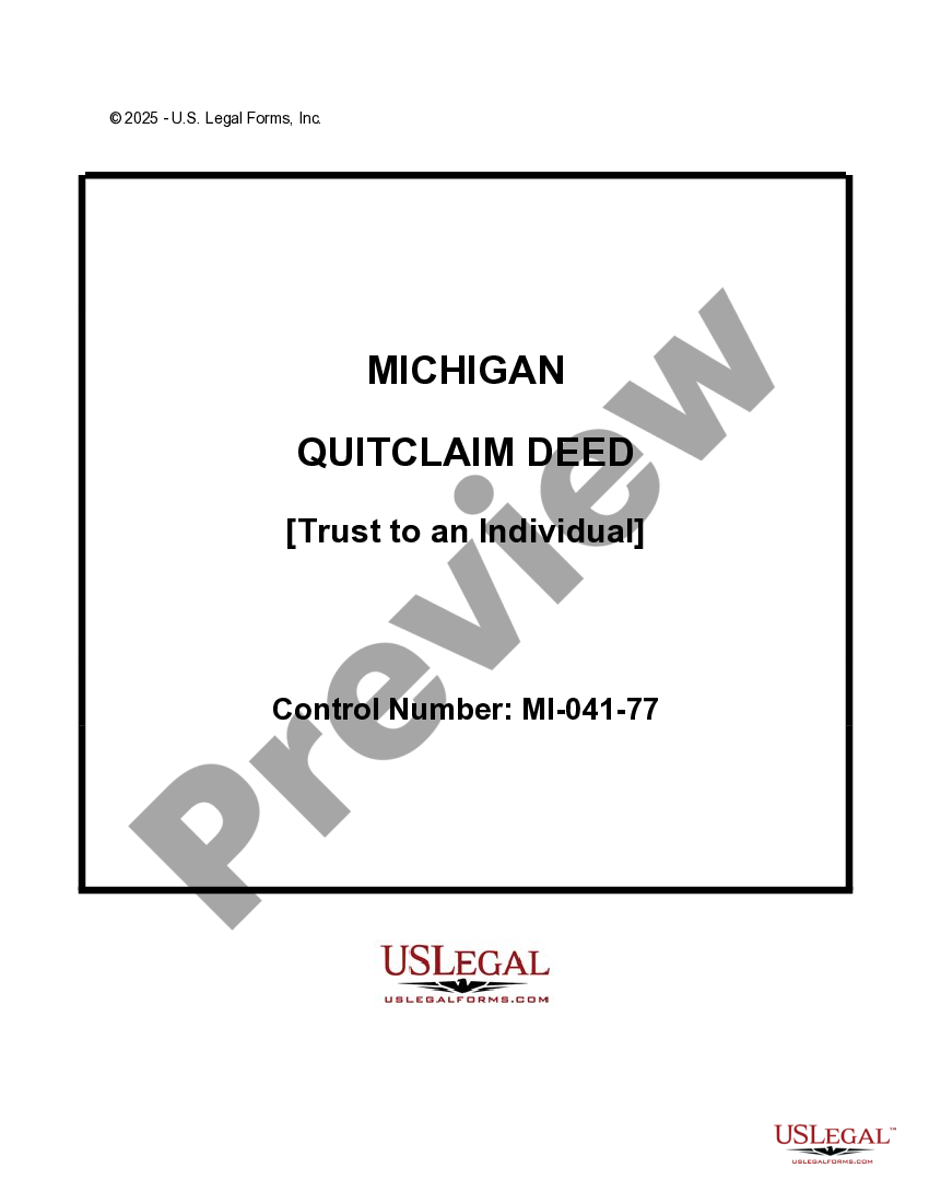 Michigan Quitclaim Deed from Trust to an Individual Can A Quit Claim