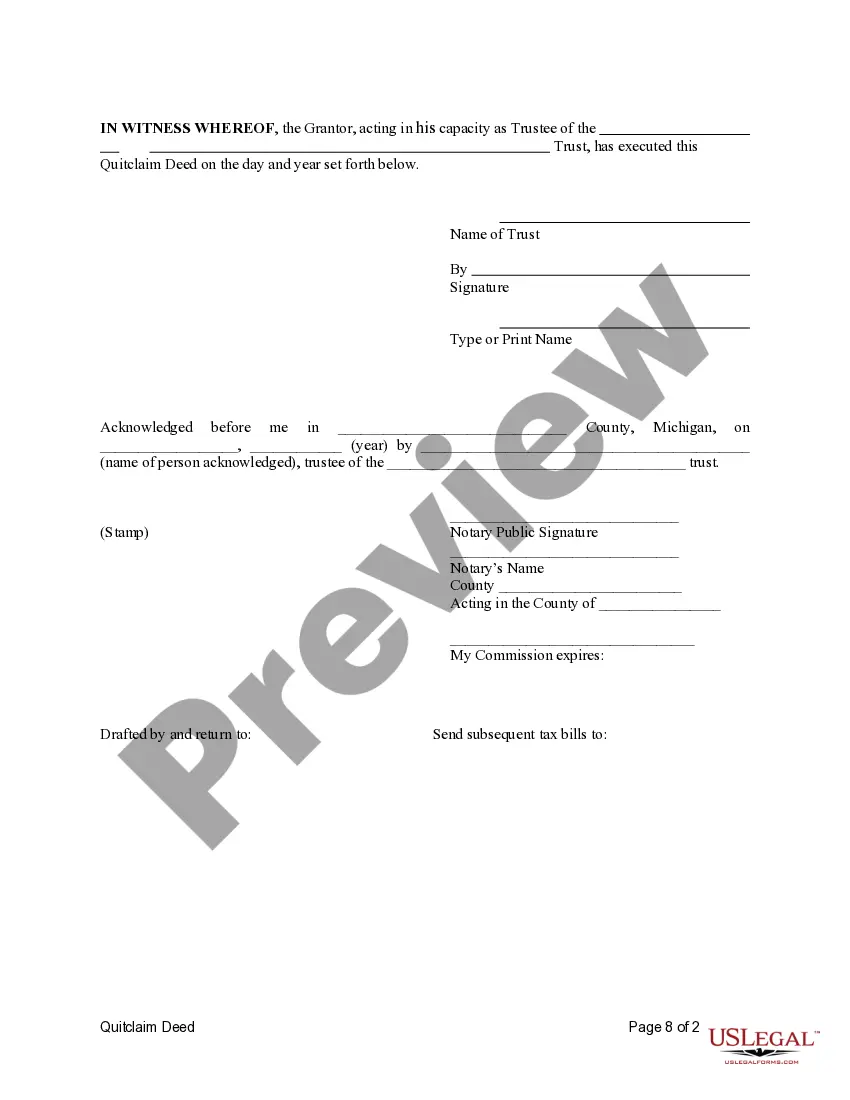 Preview Quitclaim Deed from Trust to an Individual