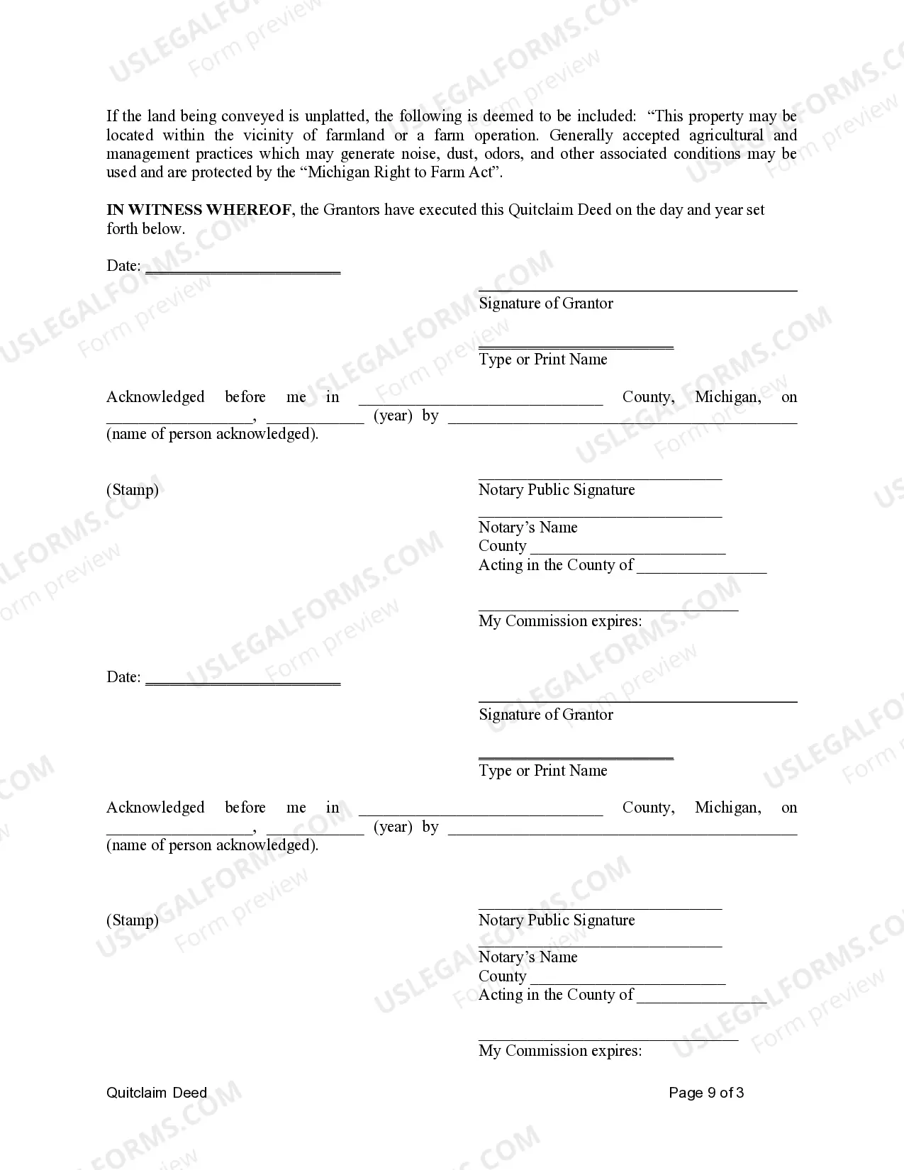 Preview Quitclaim Deed from Three Individuals to Two Individuals