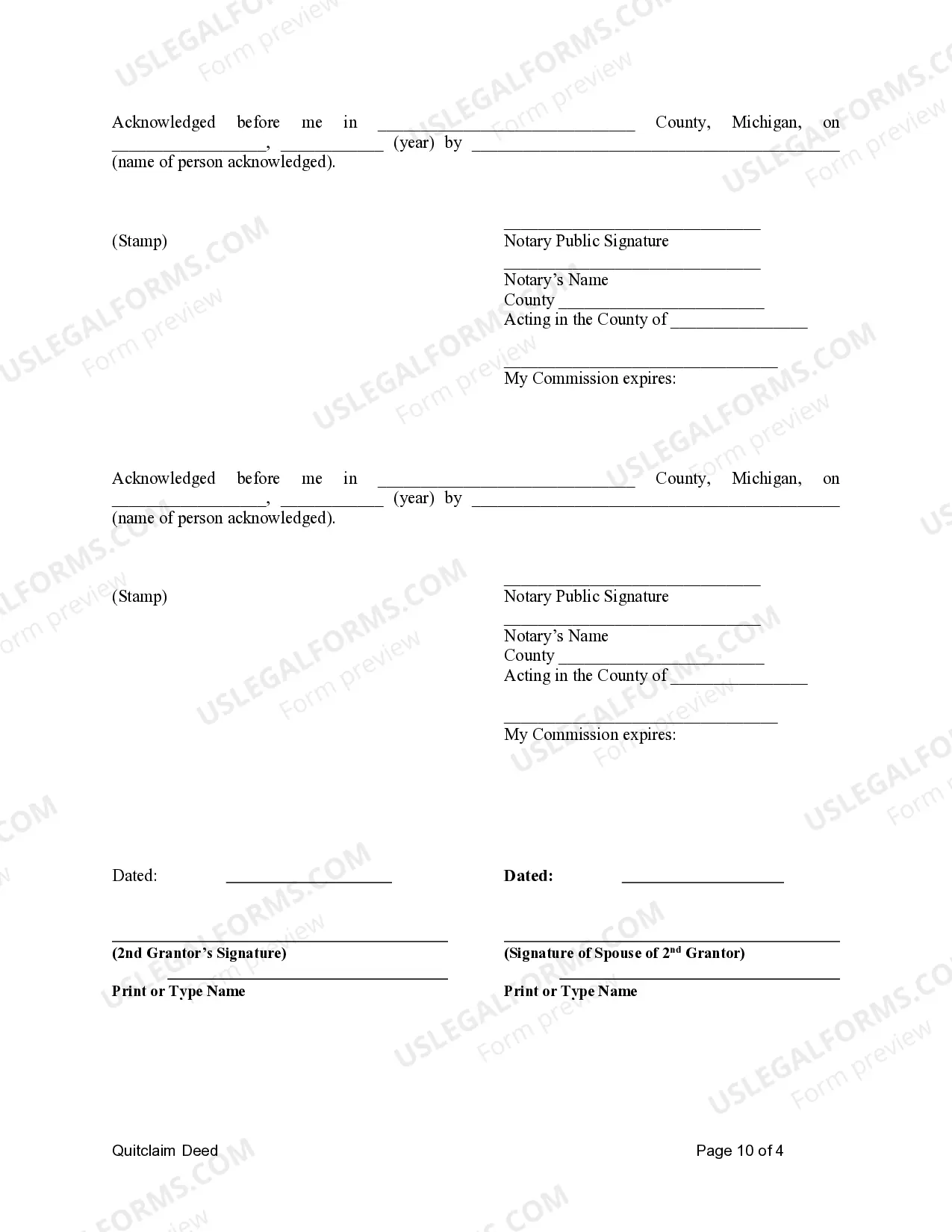 Preview Quitclaim Deed from Three (3) Individuals to Four (4) Individuals