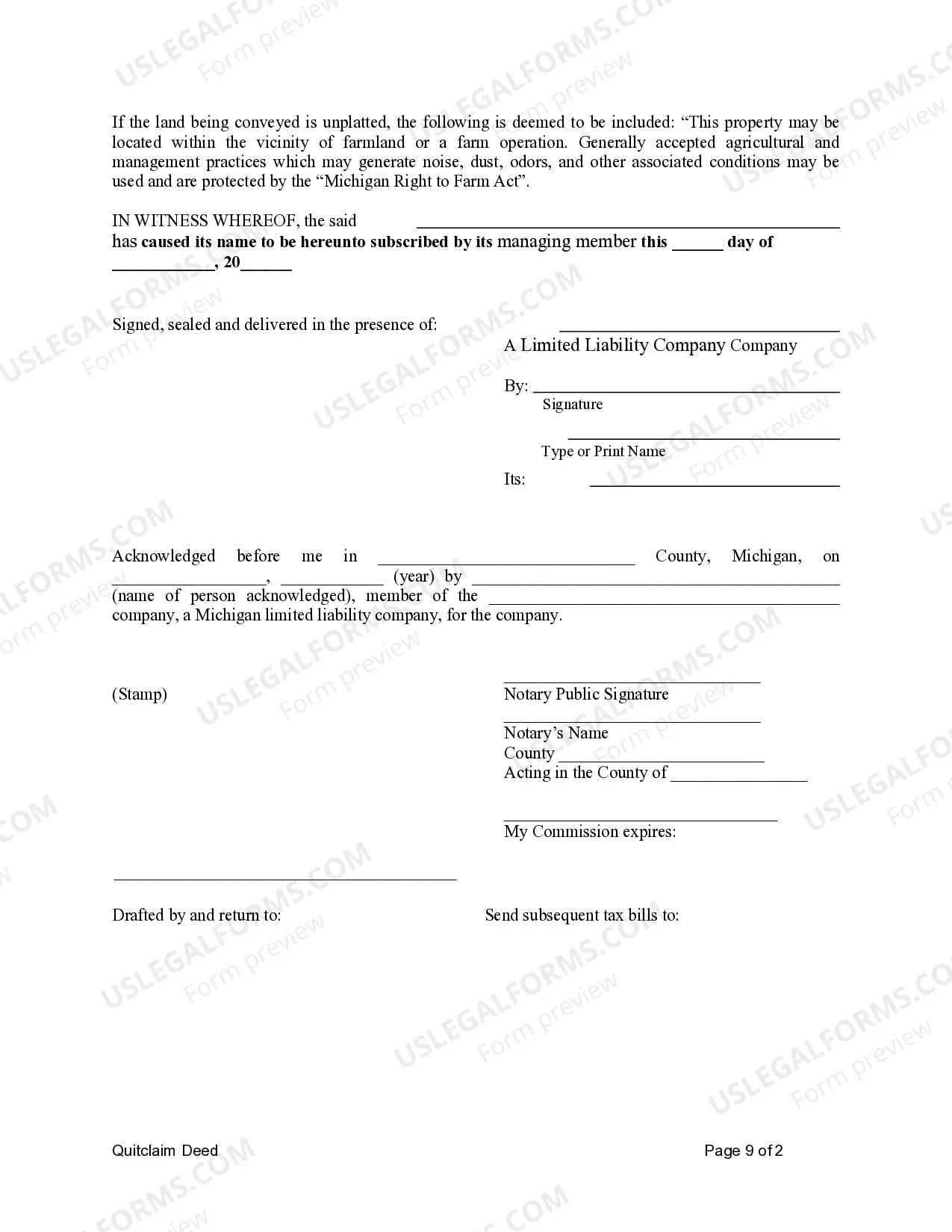 Preview Quitclaim Deed from Limited Liability Company to Two Individuals / Husband and Wife