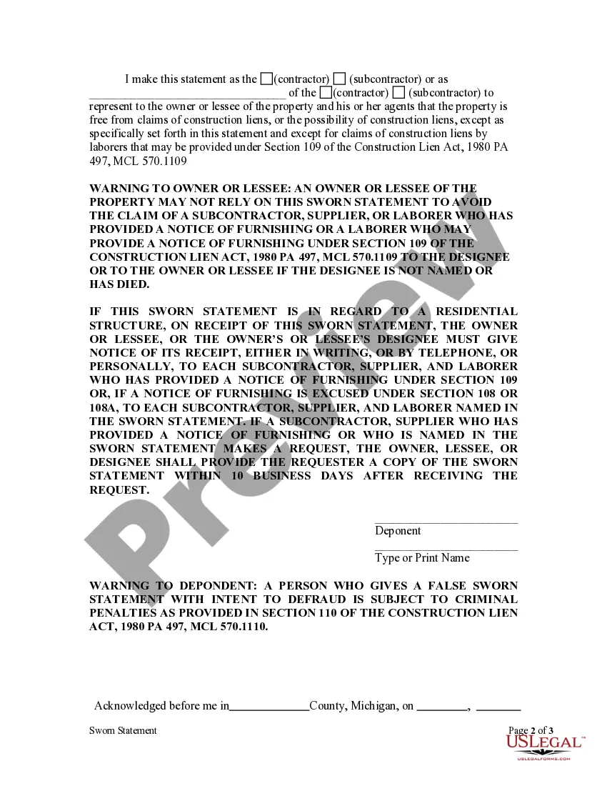 Get Sworn Statement - Individual Preview Sworn Statement - Individual