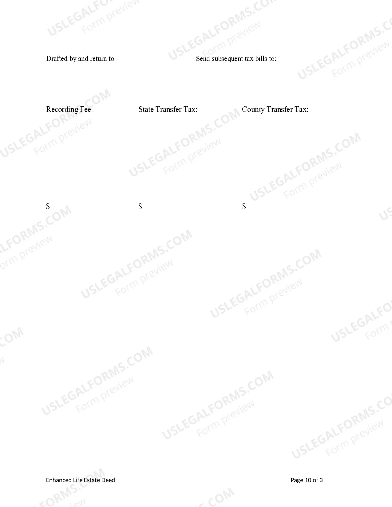 Preview Enhanced Life Estate or Lady Bird Deed - Individual to Three Individuals
