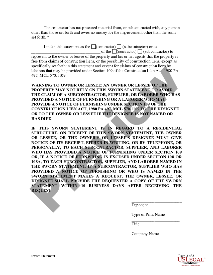 oakland-michigan-sworn-statement-corporation-or-llc-us-legal-forms